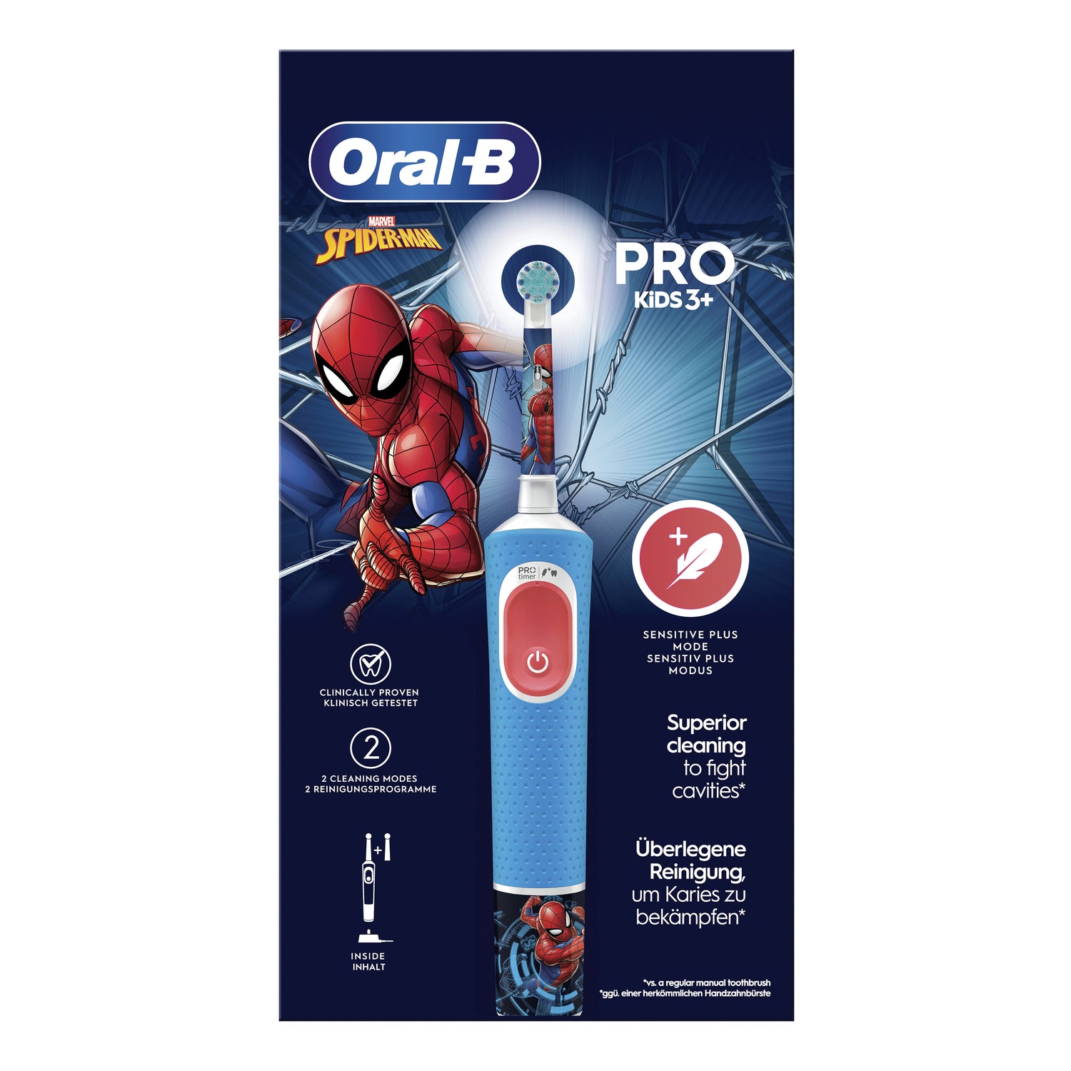 Oral-B Pro Kids 3+ Spazzolino Elettrico Marvel Spiderman + 1 Testina