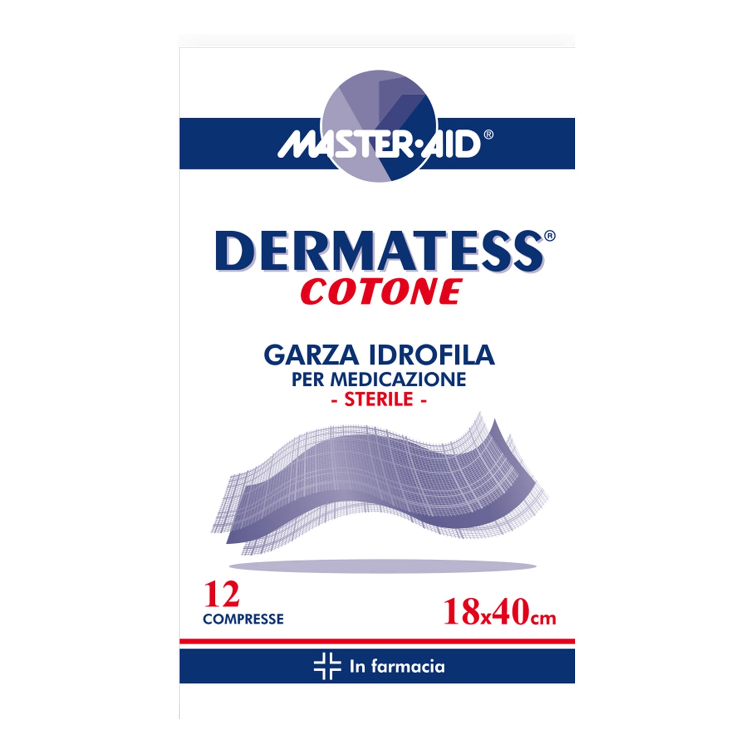 Master Aid Dermatess Cotone Compresse Di Garza Idrofila Sterile 18x40cm 12 Pezzi