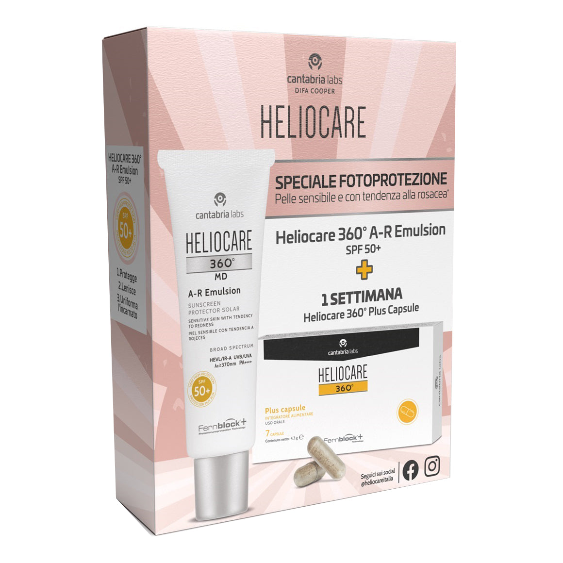 Heliocare 360 MD AR Emulsione Spf50+ 50ml + Heliocare Plus 7 Capsule Omaggio