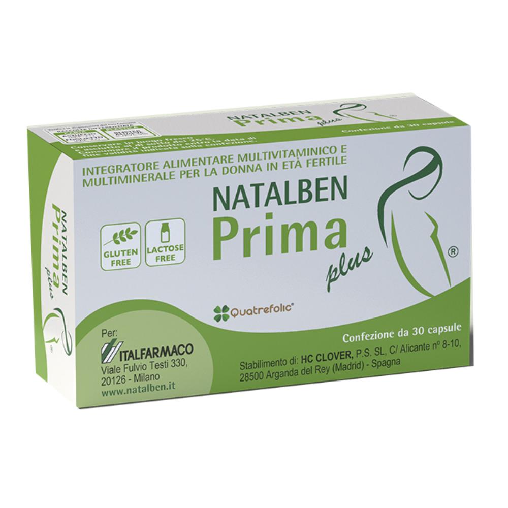 Natalben Prima Plus | Folato Vitamina D Iodio Gravidanza | 30 Capsule