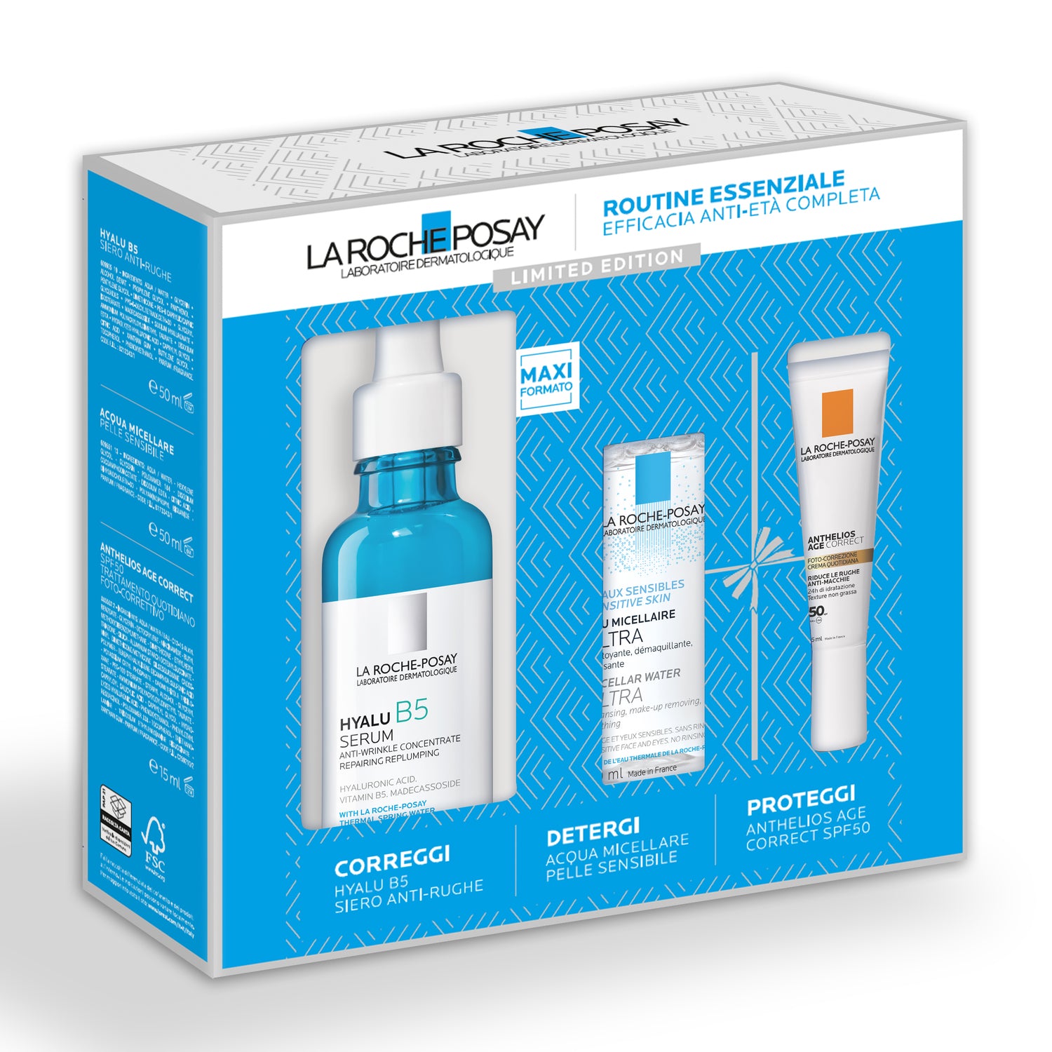 La Roche Posay Cofanetto Regalo Routine Essenziale Efficacia Anti-Età Completa - 3 Prodotti