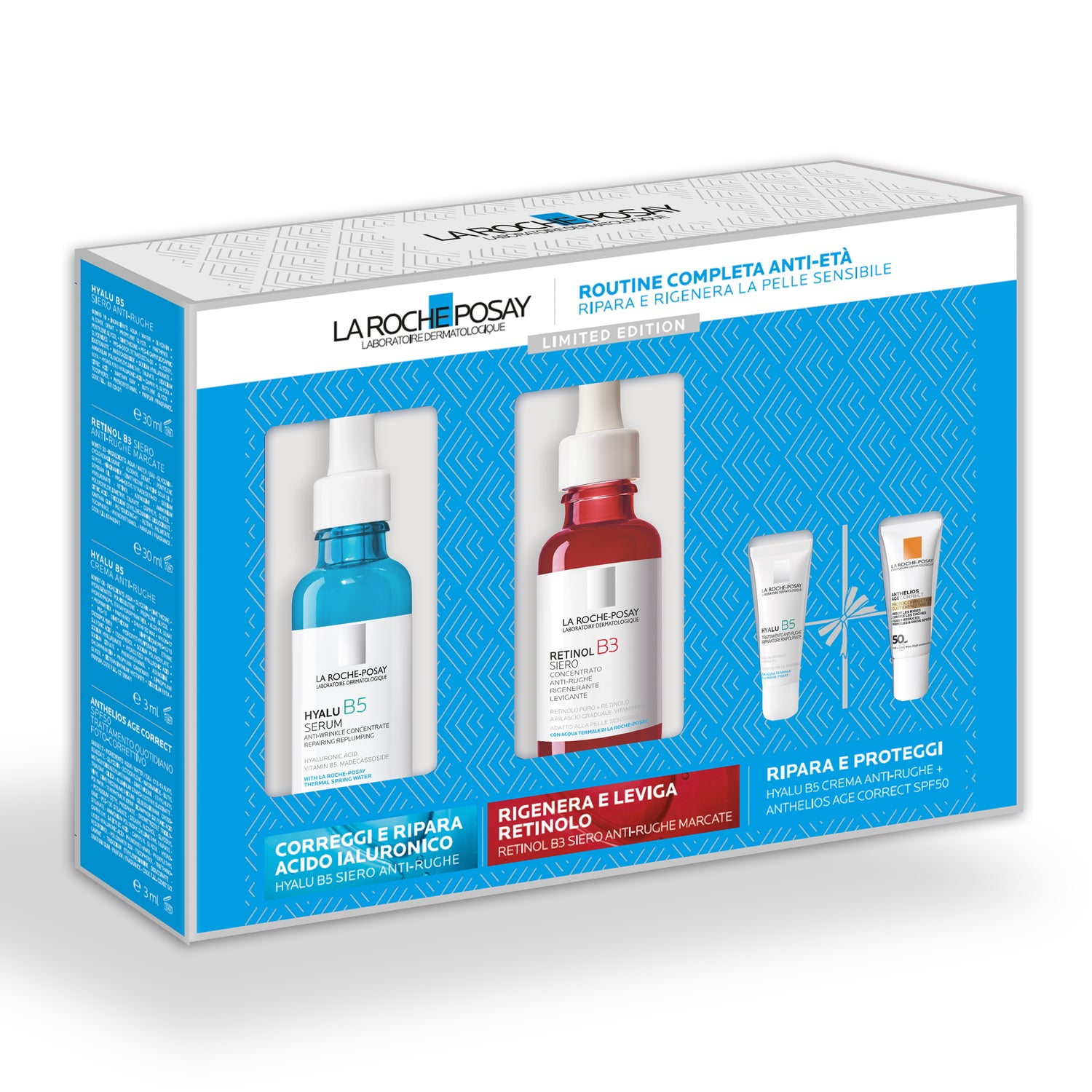 La Roche Posay Cofanetto Regalo Routine Essenziale Efficacia Anti-Età Completa Ripara E correggi La Pelle Sensibile - 4 Prodotti