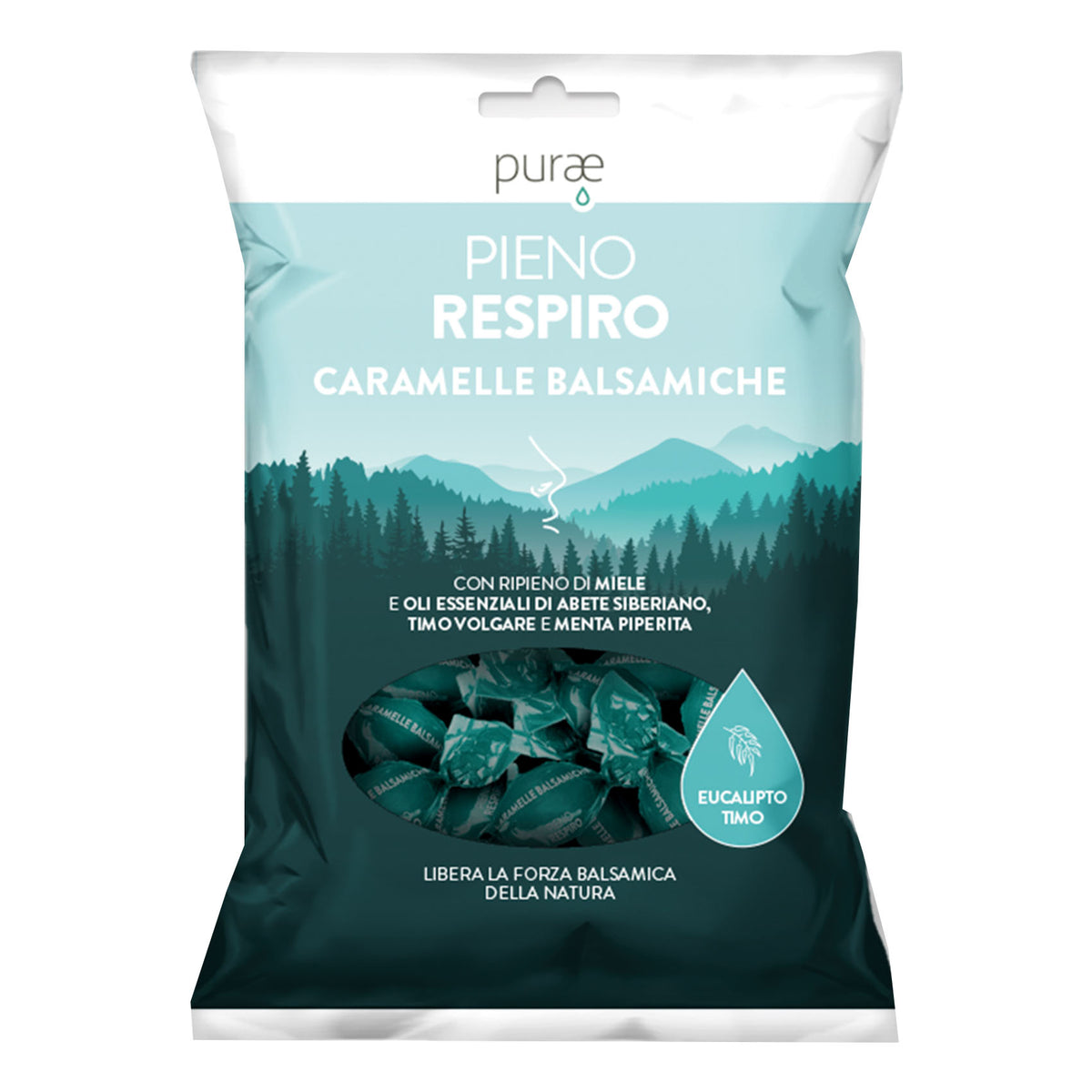 Purae Pieno Respiro | Caramelle Balsamiche Oli Essenziali | 80g  