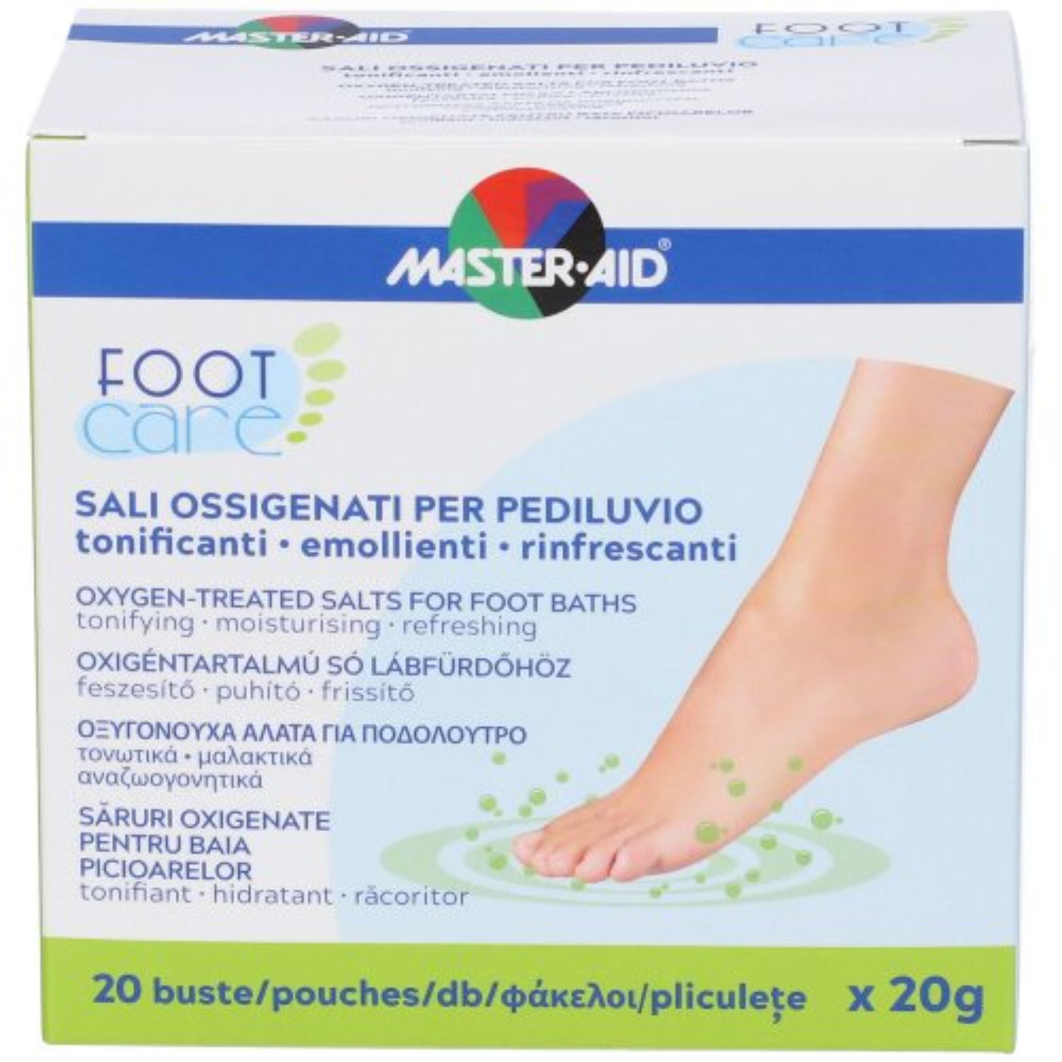 Master Aid Foot Care | Sali per Pediluvio Rinfrescanti | 20 Buste