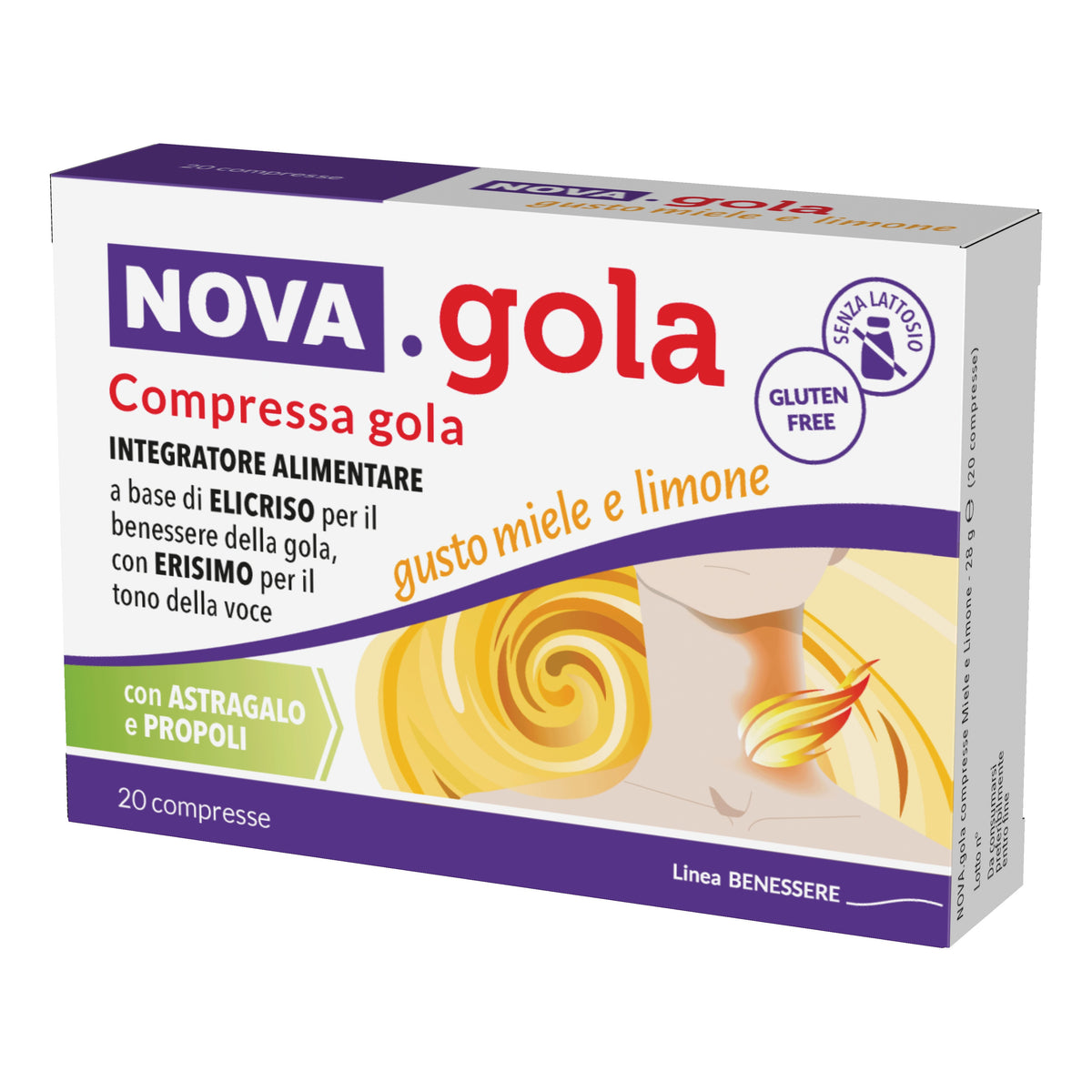 Nova Gola Miele Limone | Elicriso Propoli Gola | 20 Compresse  