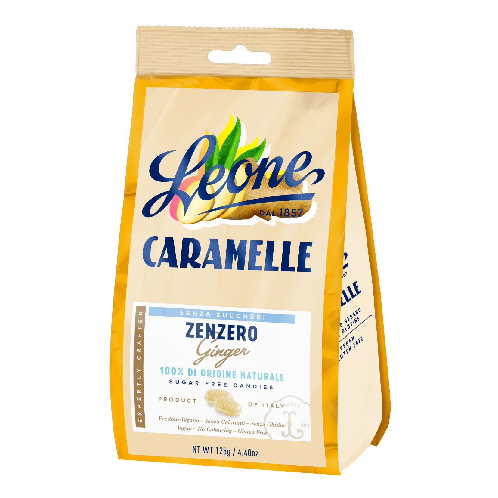 Leone Caramelle Senza Zucchero Zenzero Sacchetto 125g
