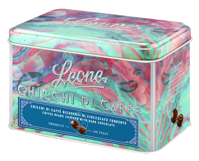 Leone Chicchi Di Caffe' Ricoperti Di Cioccolato Fondente Latta Da 150g