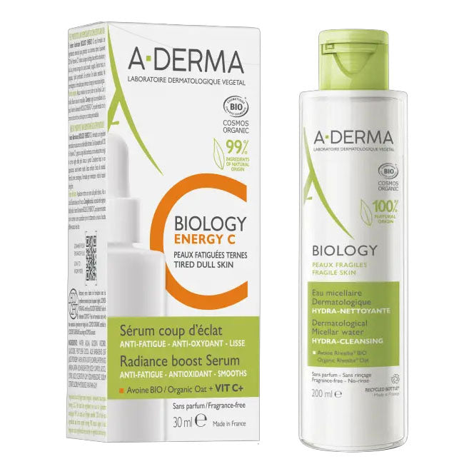 Aderma Biology AD Routine Illuminazione E Anti-Ossidante - Energy C Siero 30ml + Acqua Micellare 100ml Omaggio  