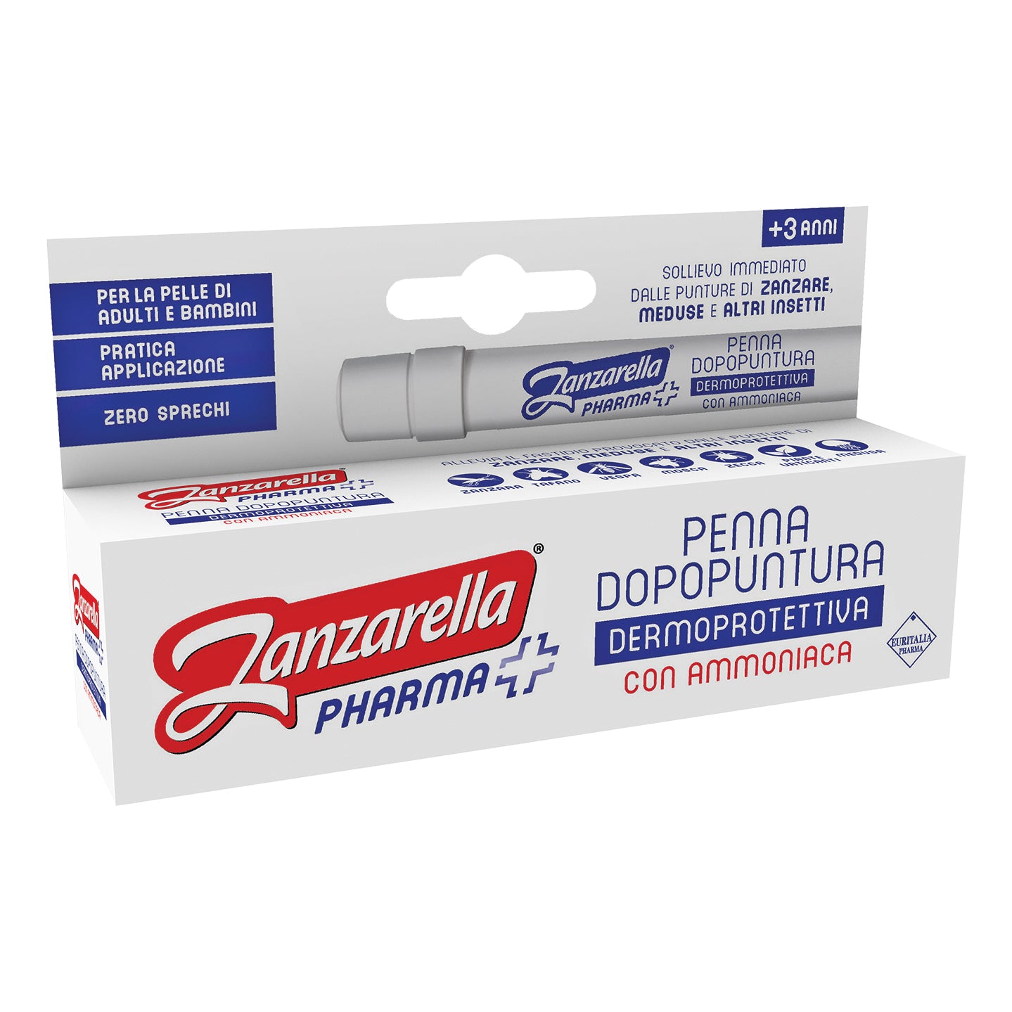 Zanzarella Penna Dopopuntura Dermoprotettiva Con Ammoniaca Zanzare Meduse E Altri Insetti 12ml