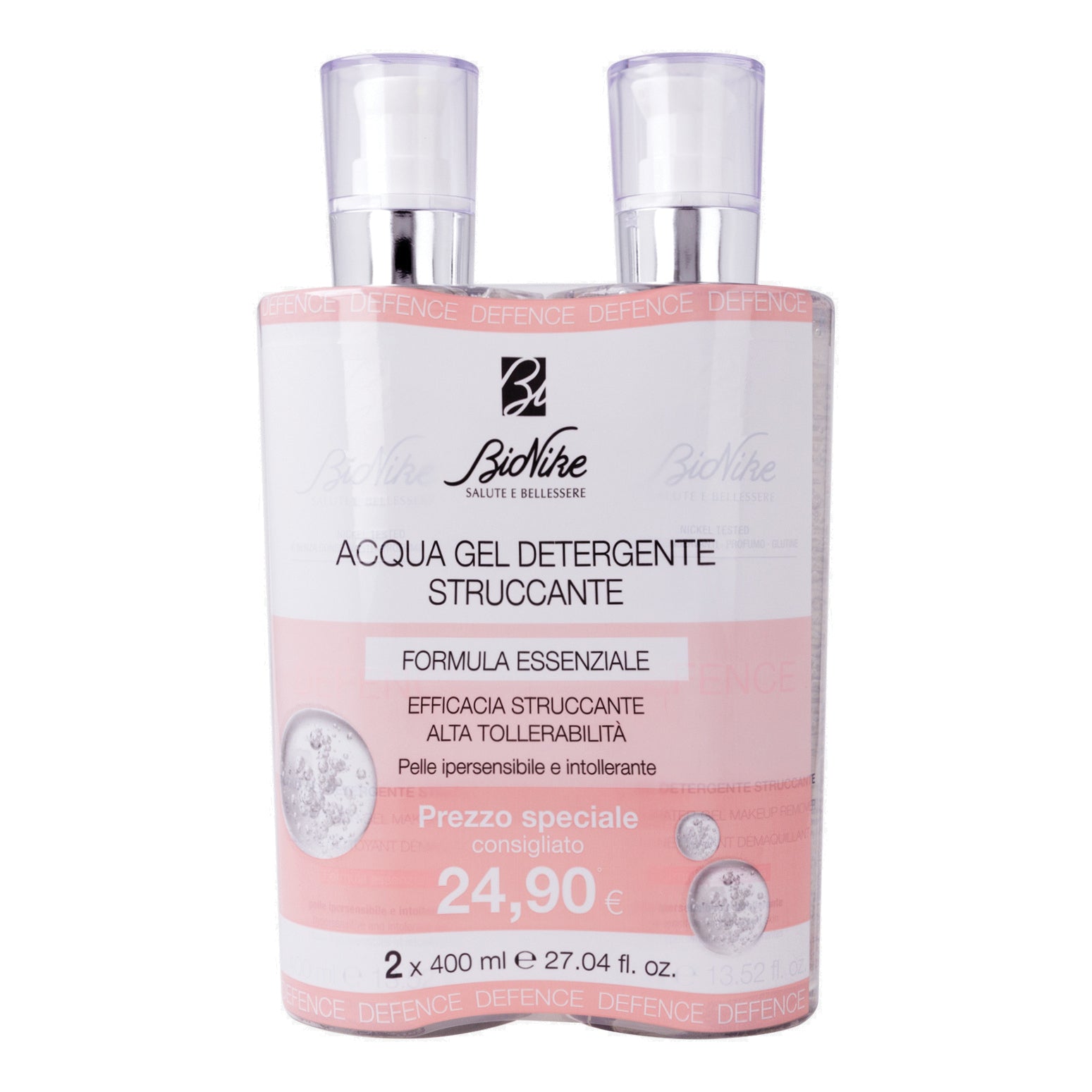 Bionike Defence Acqua Gel Detergente Struccante Confezione Bi-Pack 2 X 400ml
