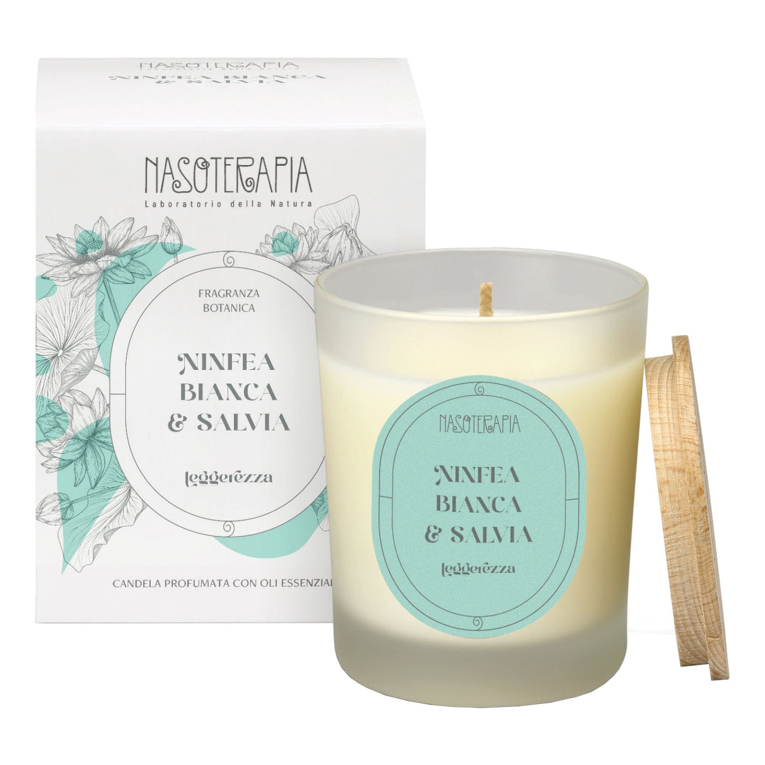 Nasoterapia Candela Profumata Ninfea Bianca E Salvia 180g