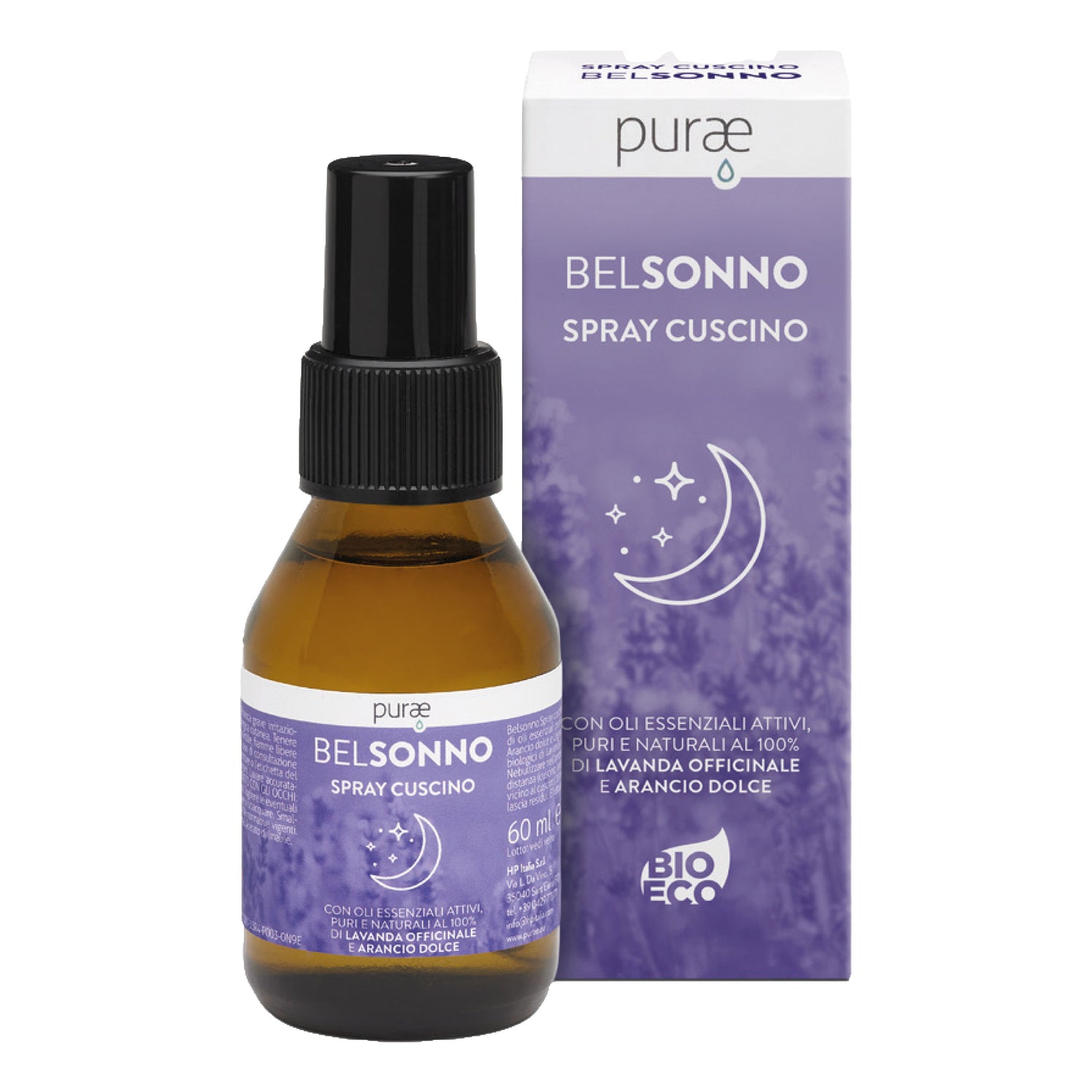 Purae BelSonno | Spray Cuscino Rilassante Oli Essenziali | 60ml
