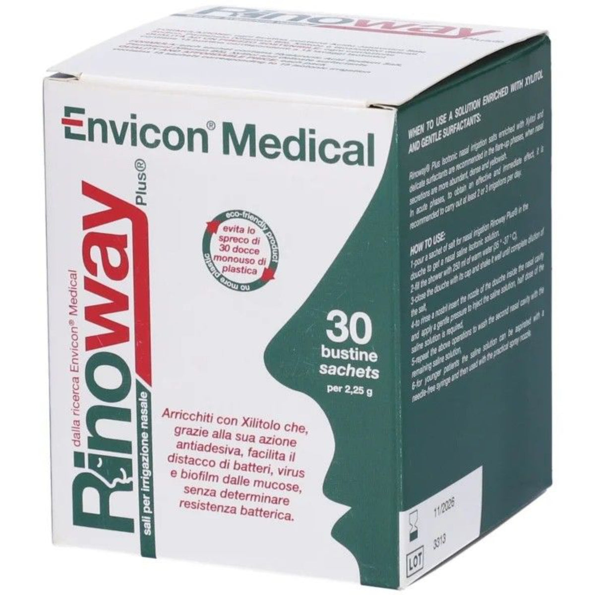 Rinoway Plus | Sali Nasali Isotonici e Ipertonici con Xilitolo | 30 Bustine  