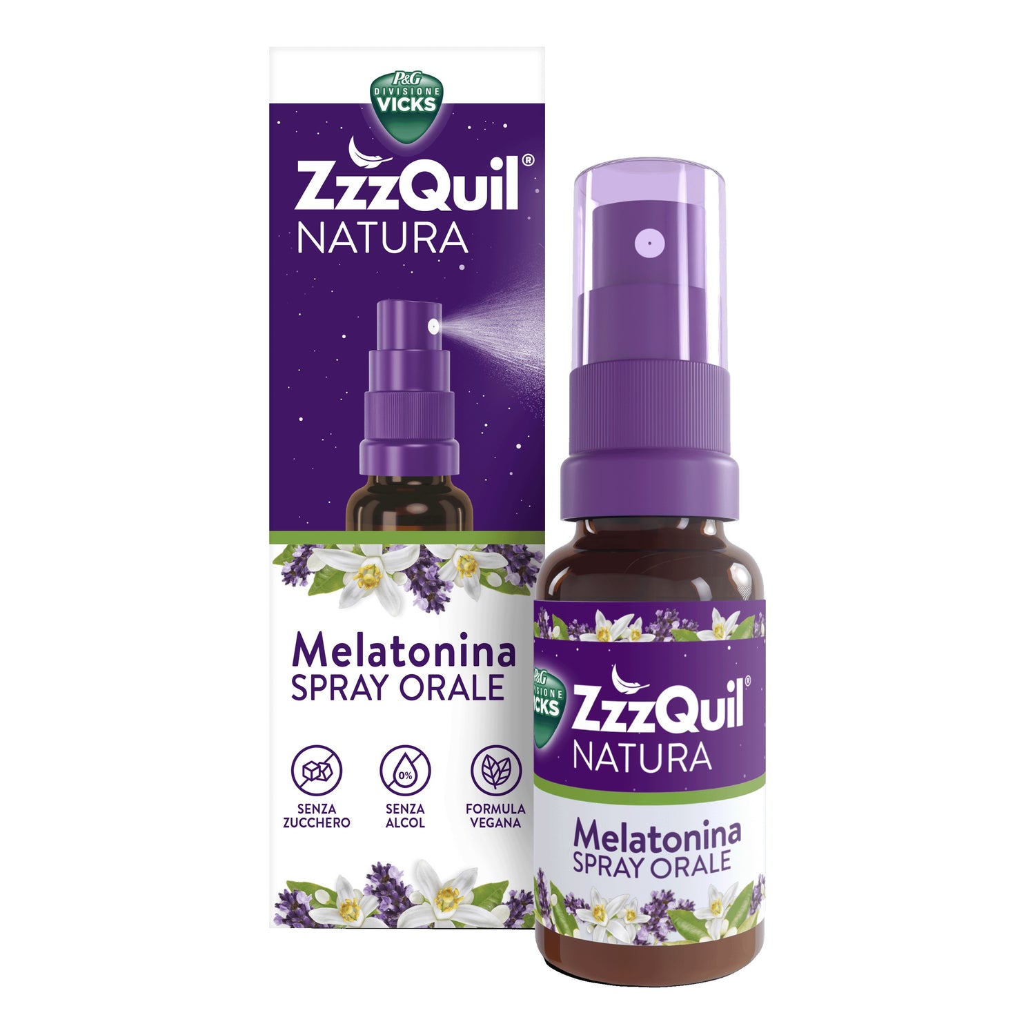 Vicks ZzzQuil Natura Spray | Integratore Sonno Melatonina Dose Flessibile | 30ml