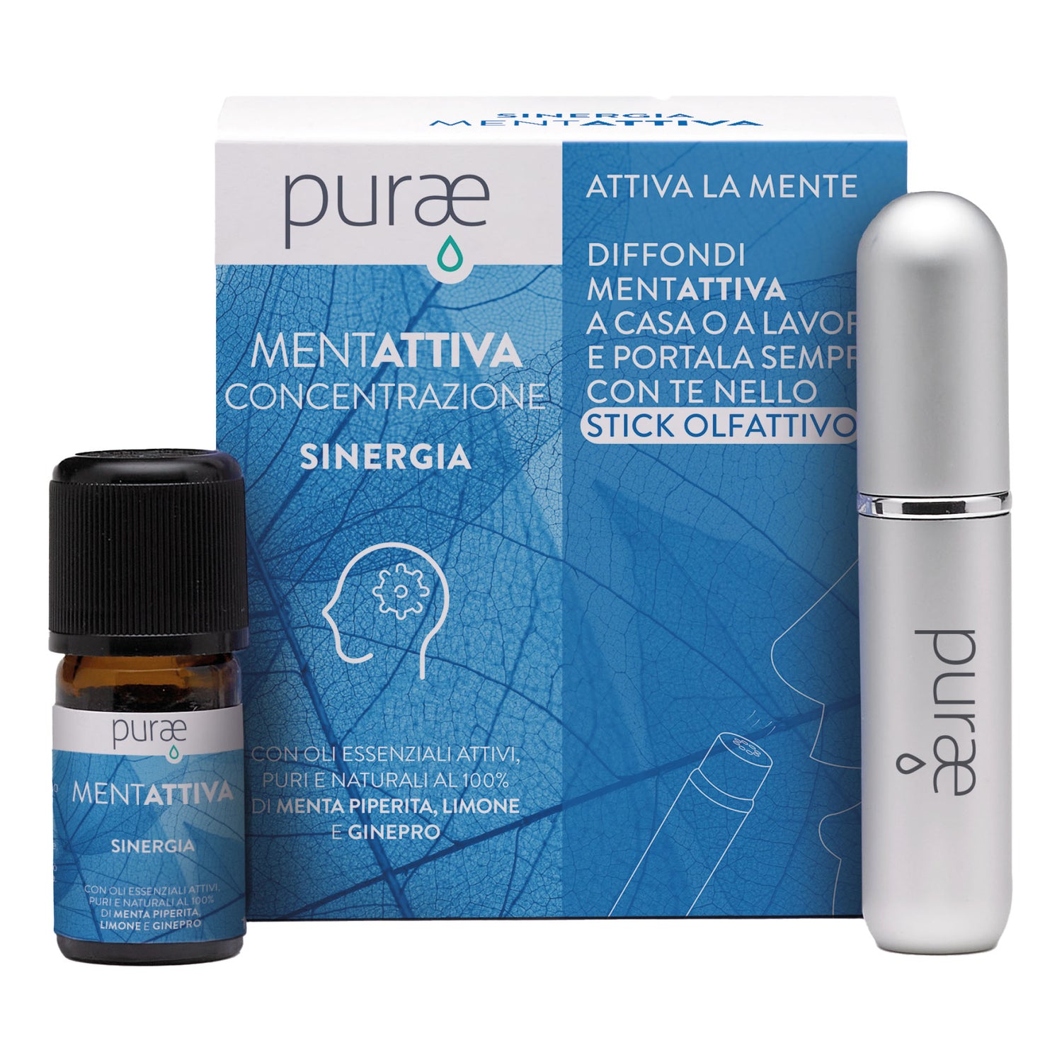 Purae Sinergia Mentattiva | Kit Concentrazione 5ml + Stick Olfattivo