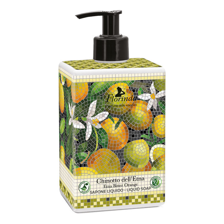 Florinda Chinotto Dell'Etna | Sapone Liquido Mosaici Italiani | 500 ml  