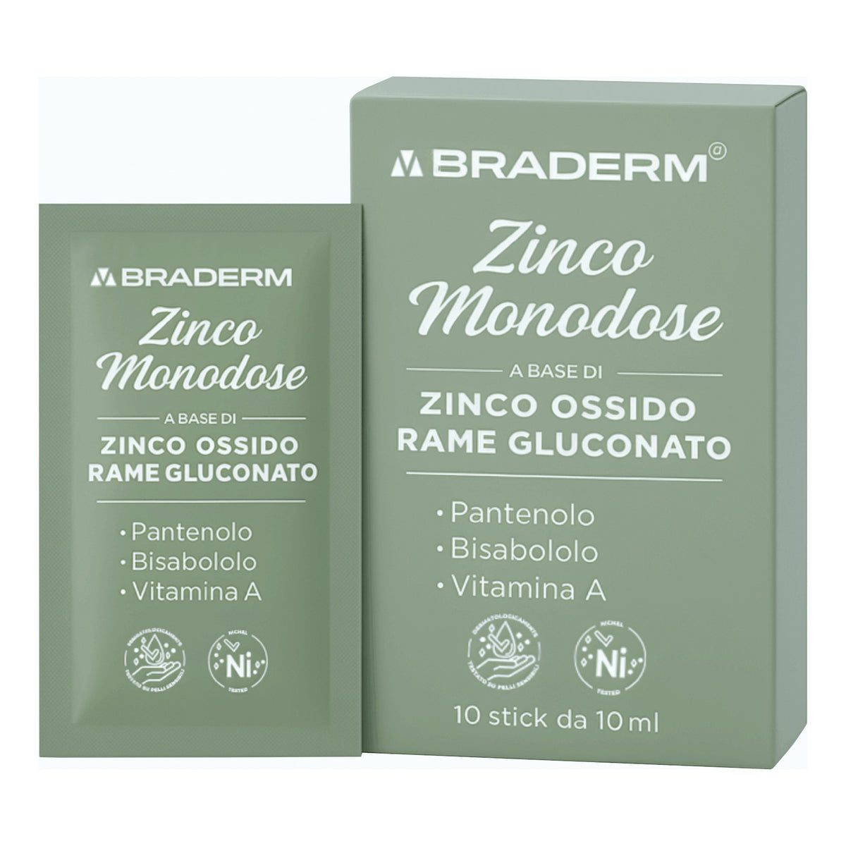 ZINCO MONODOSE 10STICK BRADERM  