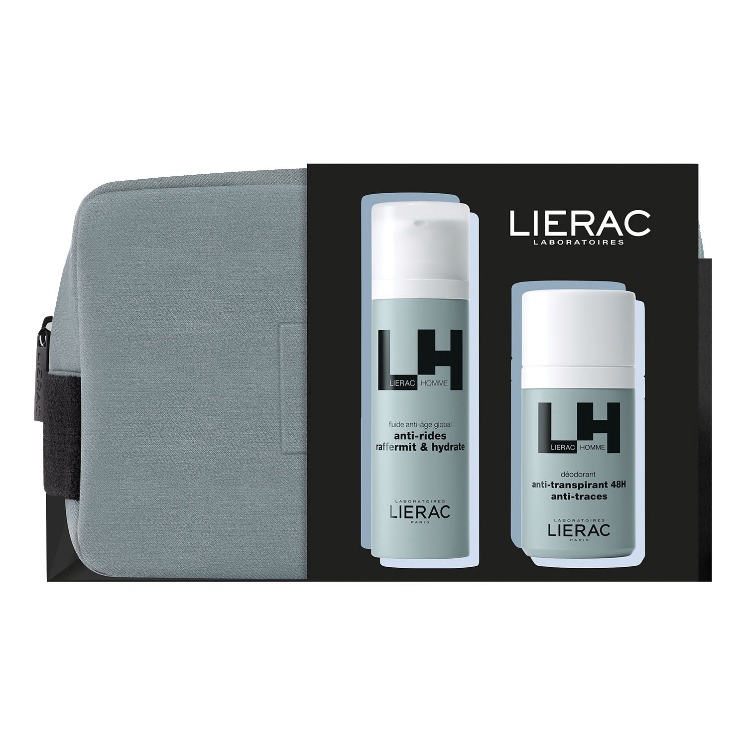 Lierac Home Cofanetto Idea Regalo Trousse - Fluido Antietà Globale 50ml + Deodorante 50ml + Pochette in Regalo