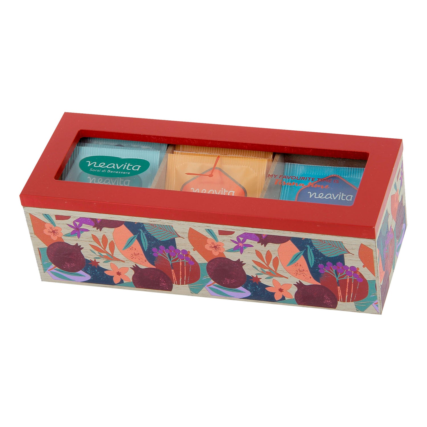 Neavita Cofanetto In Legno Con Tisane Bio Bordeaux A 3 Scomparti 15 Filtri Bio