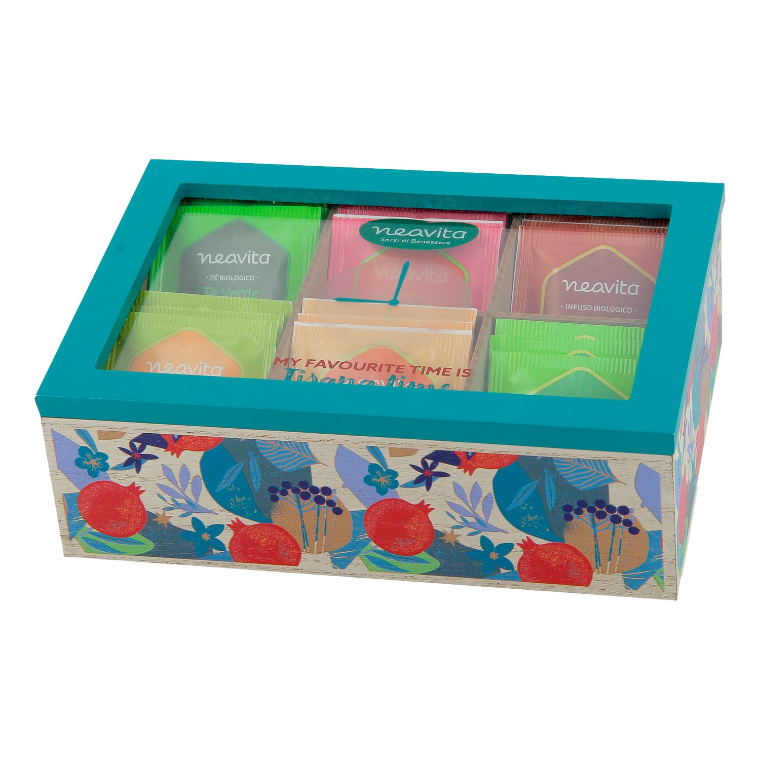 Neavita Cofanetto In Legno Con Tisane Bio Ottanio A 6 Scomparti 30 Filtri Bio
