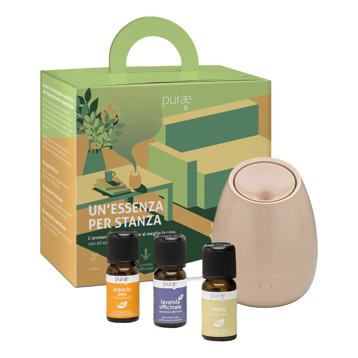 Purae Kit Un'Essenza Per Stanza Con Diffusore Ad Ultrasuoni Blossom Cottonflower + Oli Essenziali  