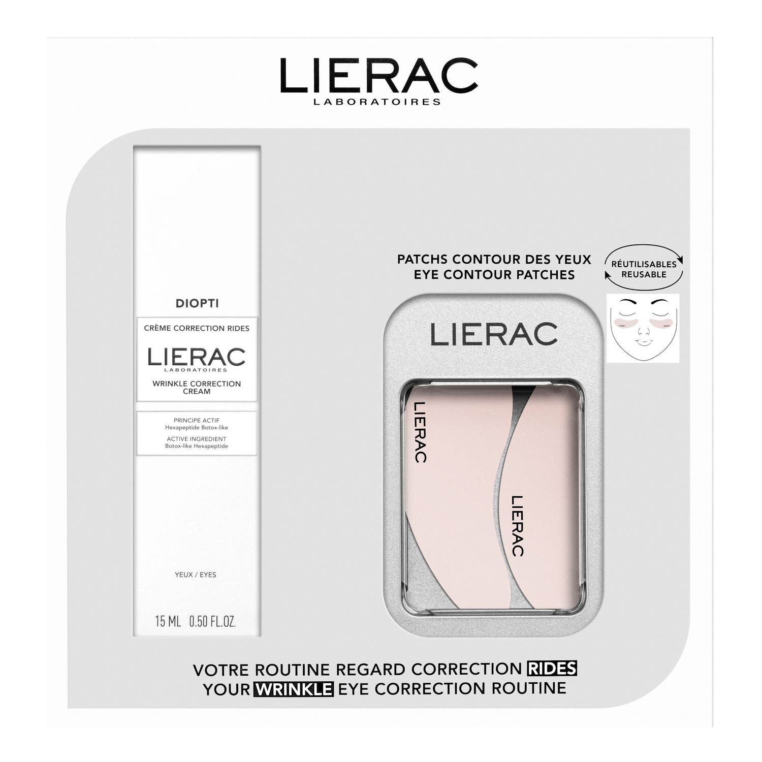 Lierac Diopti Cofanetto Idea Regalo Set Correzione Rughe - Crema Correzione Rughe 15ml + I Patch Contorno Occhi Omaggio