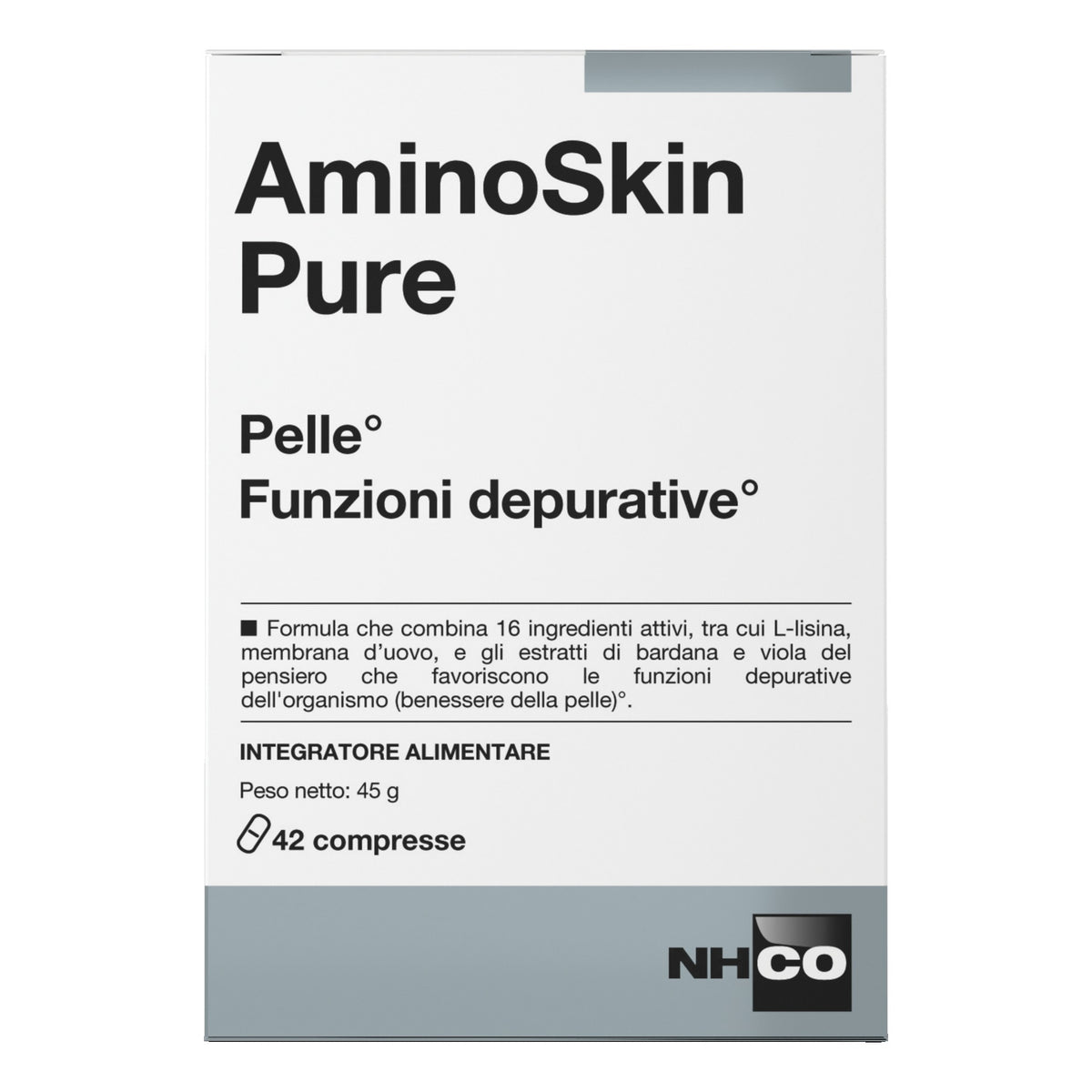 NHCO AminoSkin Pure | Integratore Pelle e Funzioni Depurative | 42 Compresse  