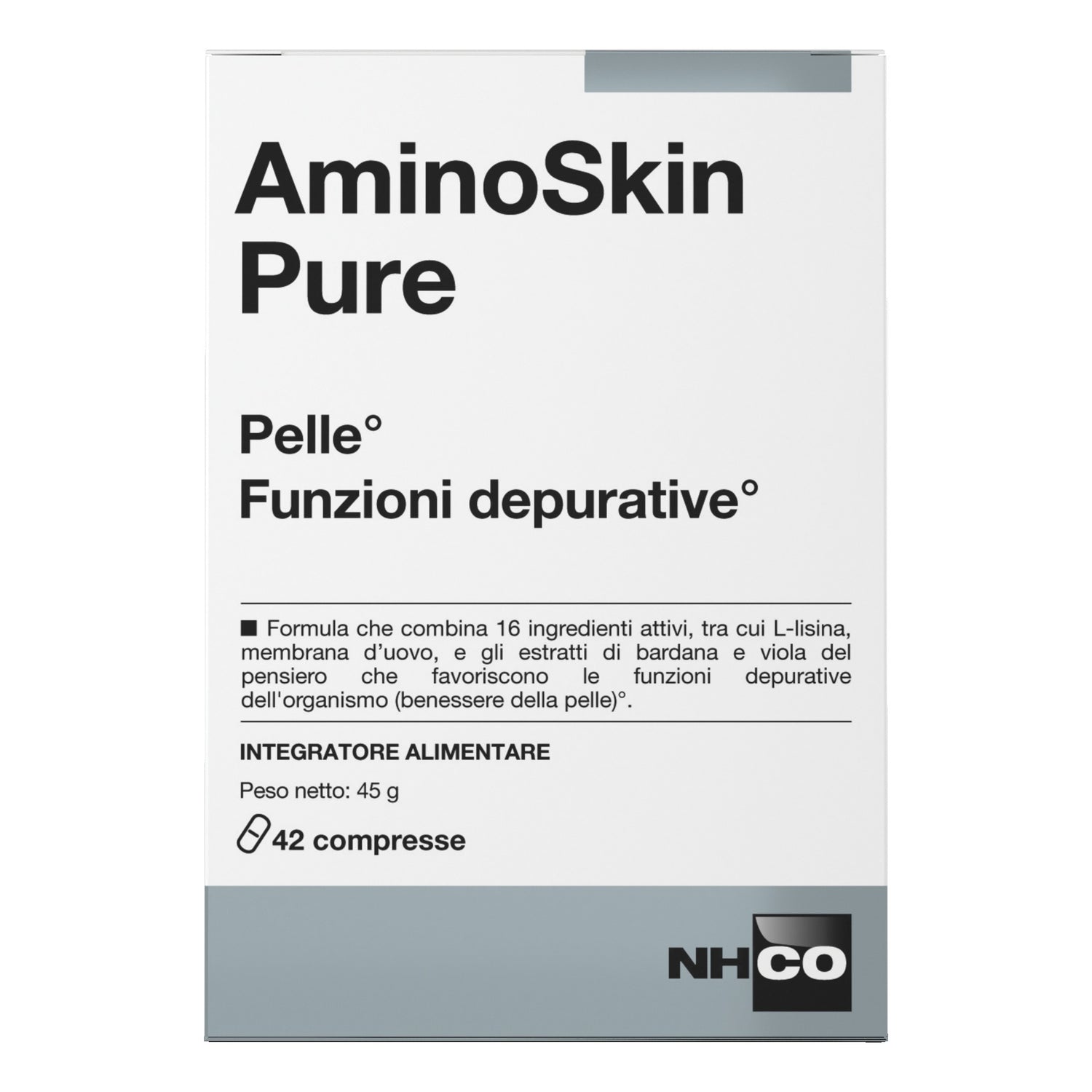 NHCO AminoSkin Pure | Integratore Pelle e Funzioni Depurative | 42 Compresse