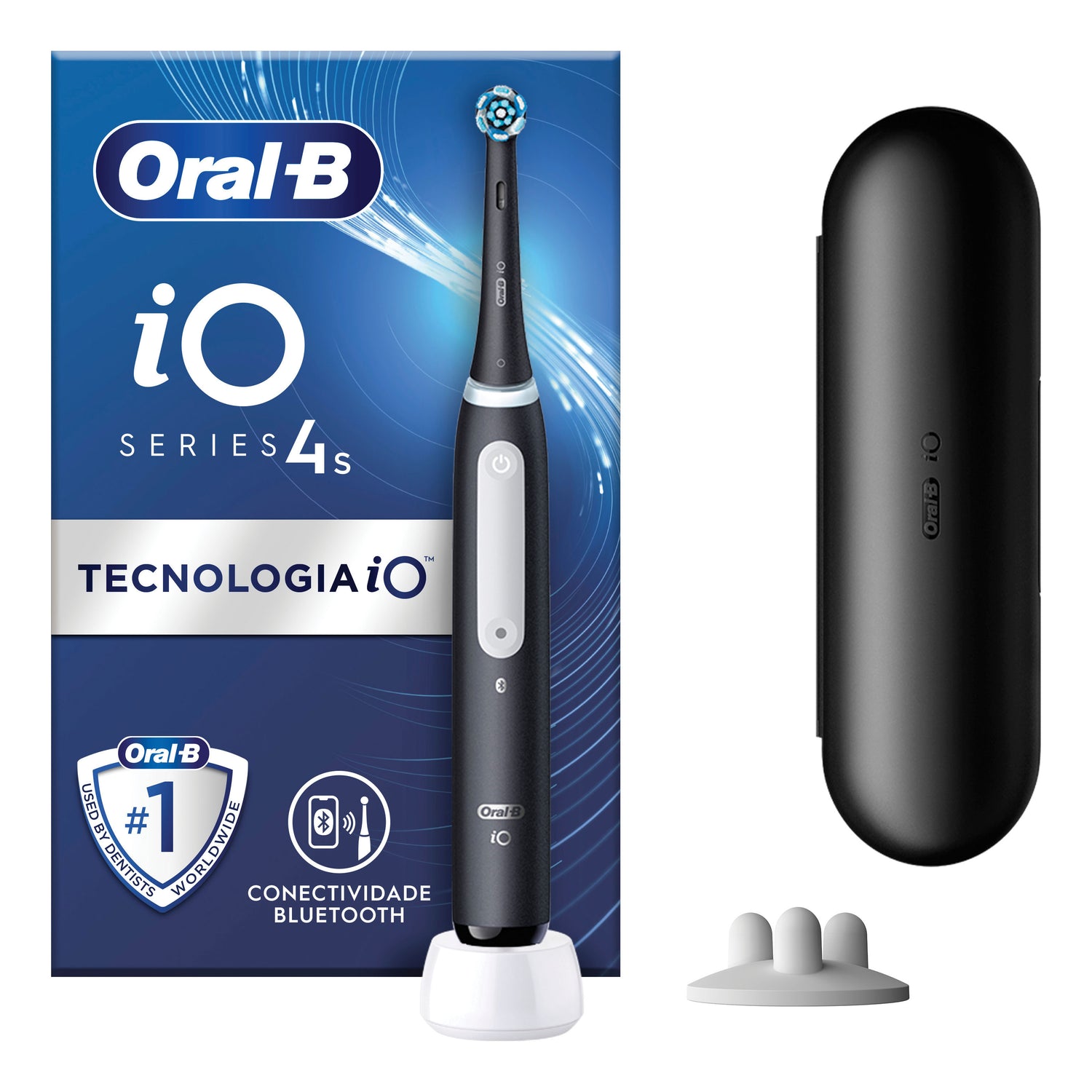 Oral-B iO Serie 4 Spazzolino Elettrico Nero + Travel Case + Porta Refill