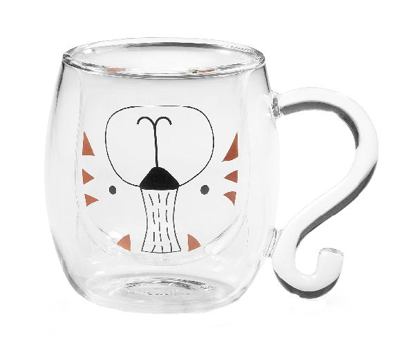 Neavita Mug In Vetro Borosilicato Doppia Parete Tea & Friends 250ml - Tigro