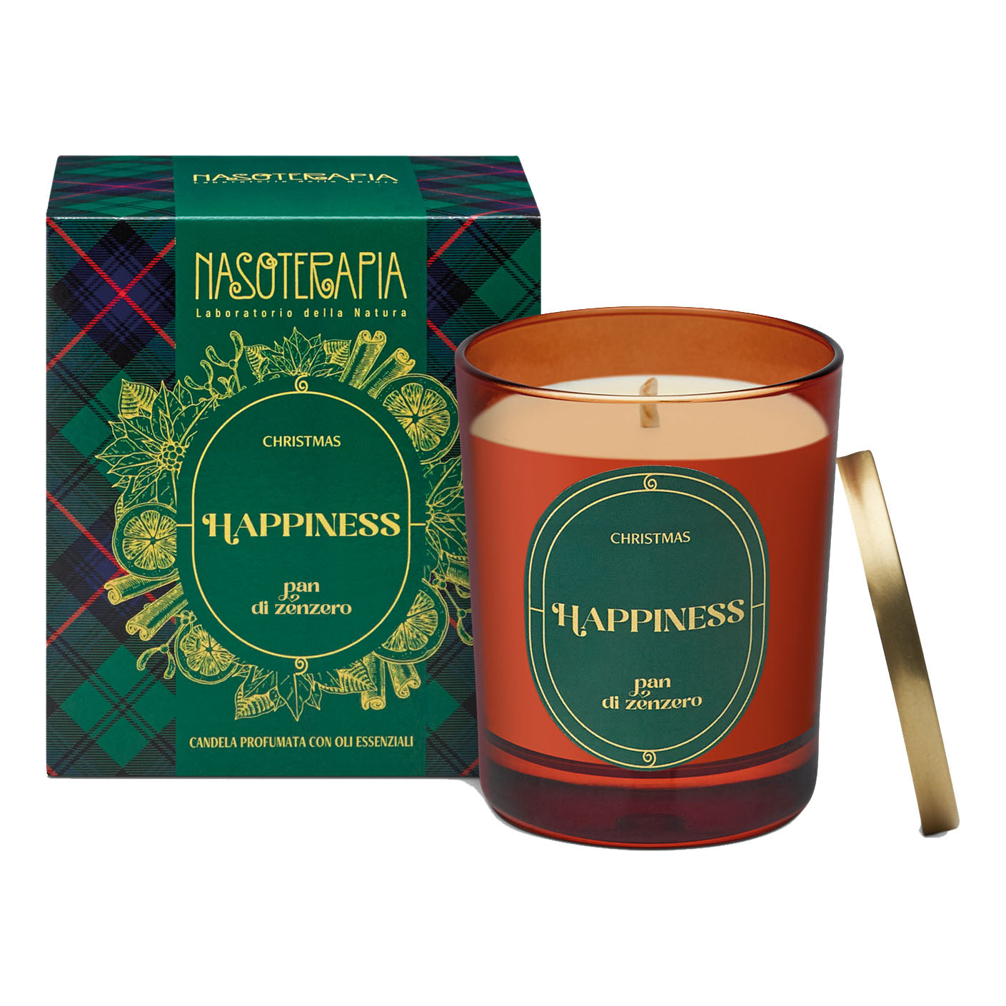 Nasoterapia Candela Profumata Christmas Happiness Pan Di Zenzero 180g