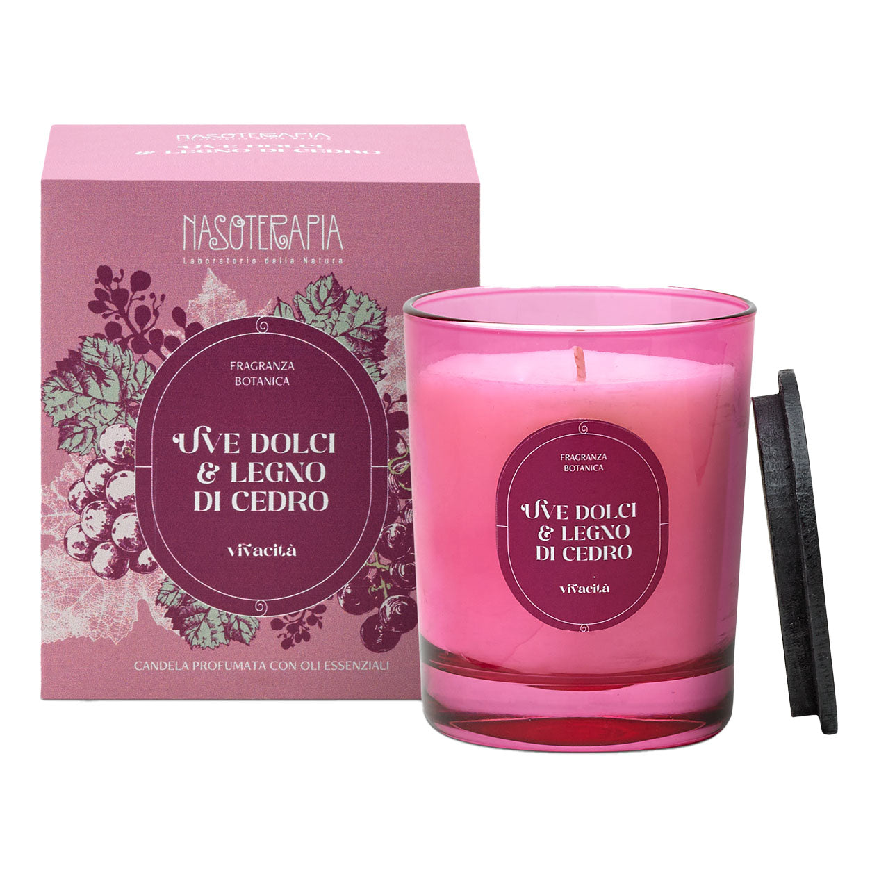 Nasoterapia Candela Profumata Uve Dolci E Legno Di Cedro 180g
