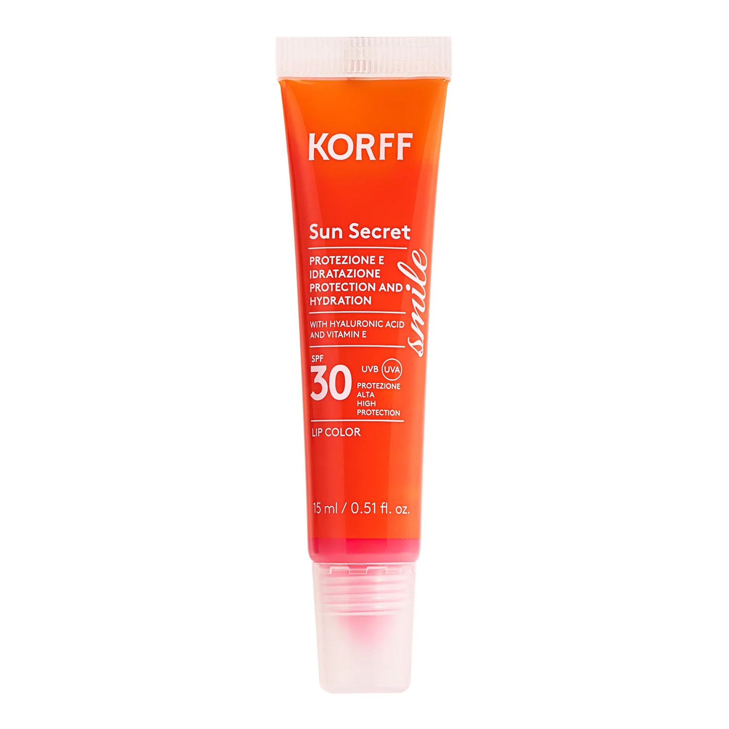 Korff Sun Secret Lip Color Spf30 - Protezione Solare Labbra Colorato Effetto Lucido E Volumizzante 15ml