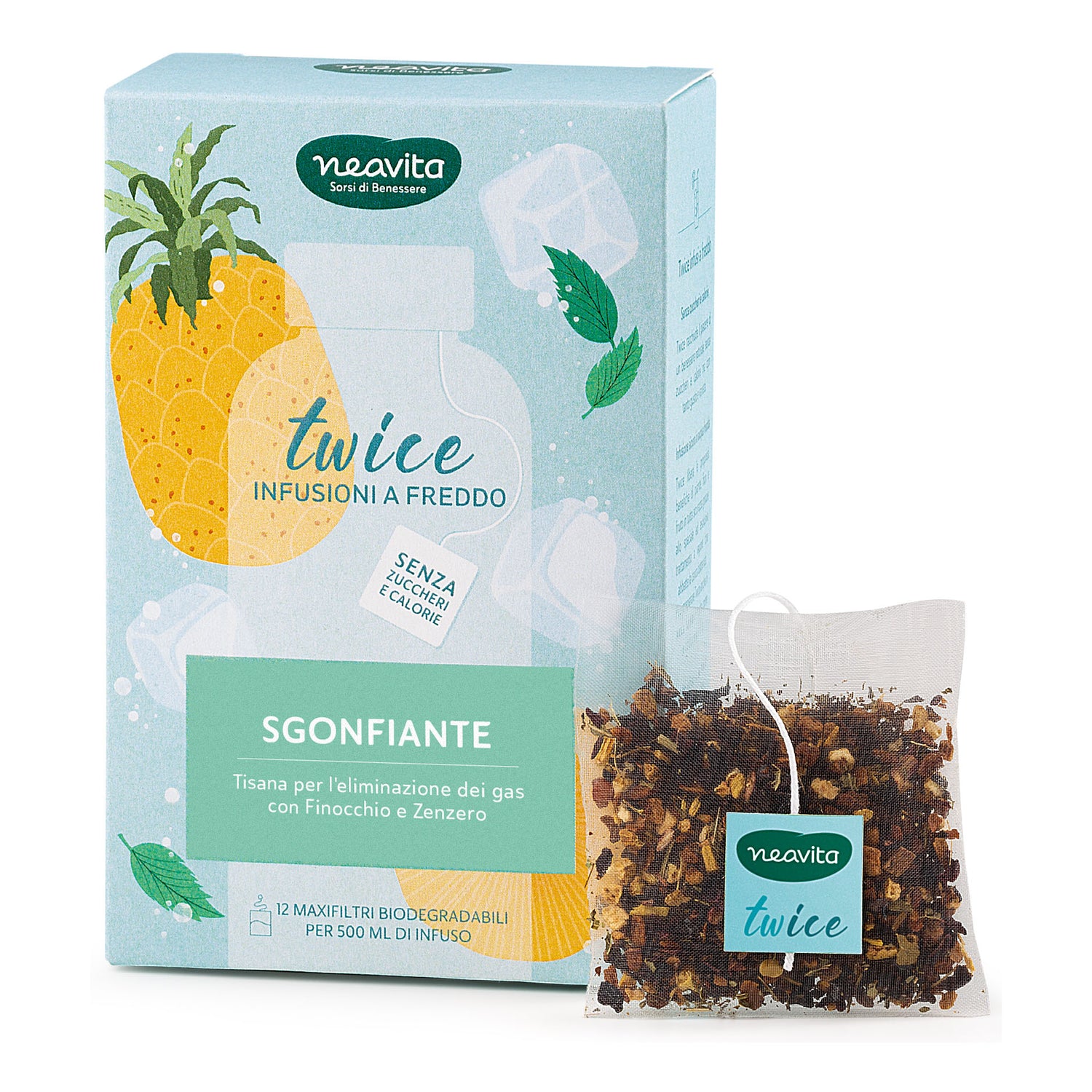Neavita Twice To Go Infuso A Freddo Tisana Sgonfiante 12 Maxi-Filtro