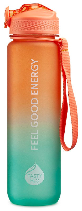 Tasty H2O | Borraccia Motivazionale 1 Litro | Verde Arancione