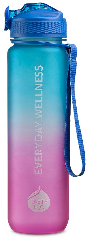 Tasty H2O Flow Bottle | Borraccia Motivazionale 1 Litro | Blu Rosa
