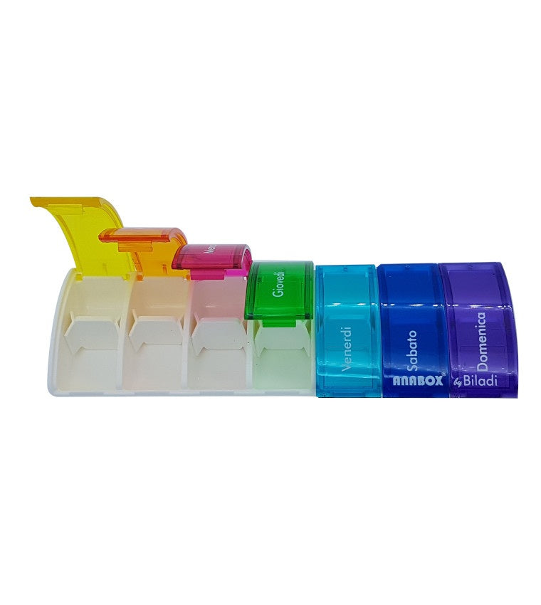 Anabox Portapillole Settimanale Plus | Scomparti Colorati | 1 Pezzo 2 