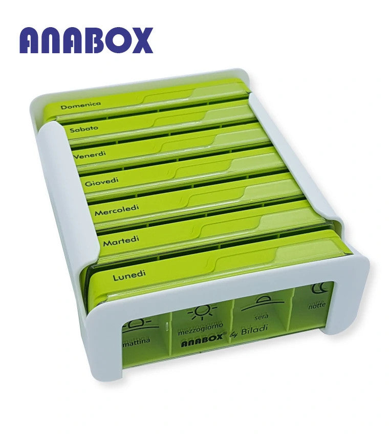 Anabox Portapillole 7 Giorni Compact | Settimanale Verde | 1 Pezzo
