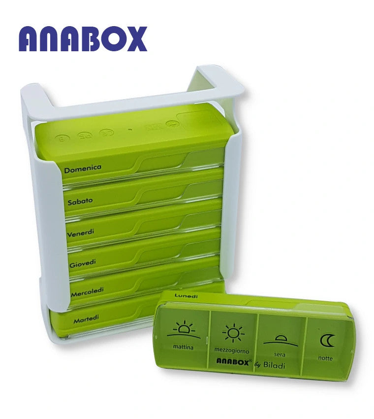 Anabox Portapillole 7 Giorni Compact | Settimanale Verde | 1 Pezzo 3 