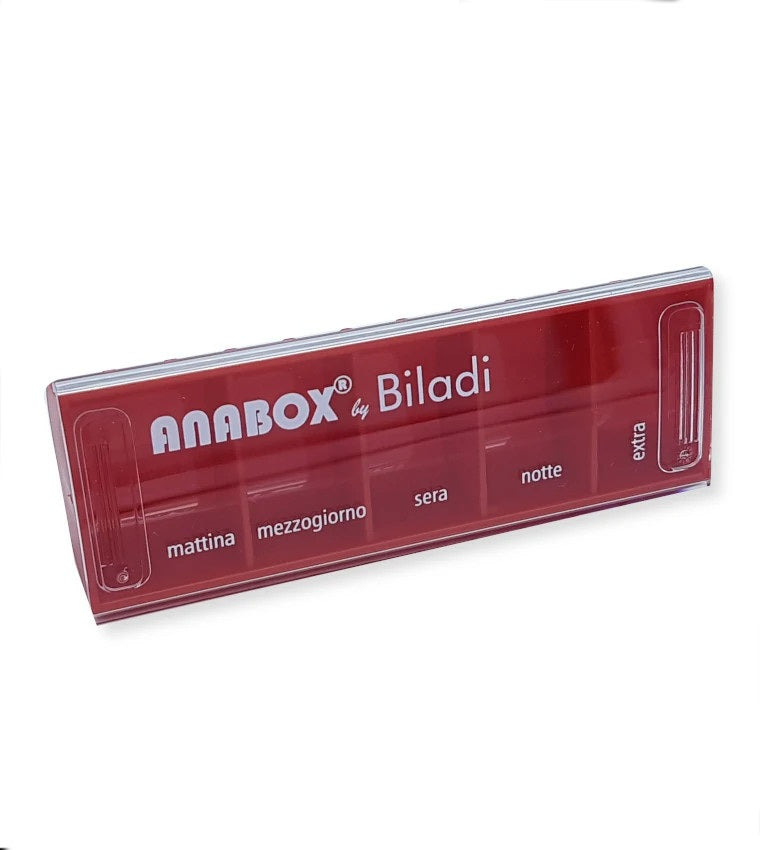 Anabox Portapillole Giornaliero | Rosso 5 Scomparti | 1 Pezzo  