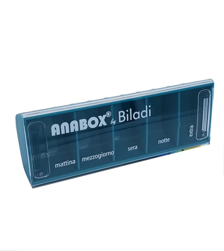 Anabox Portapillole Giornaliero | Turchese 5 Scomparti | 1 Pezzo
