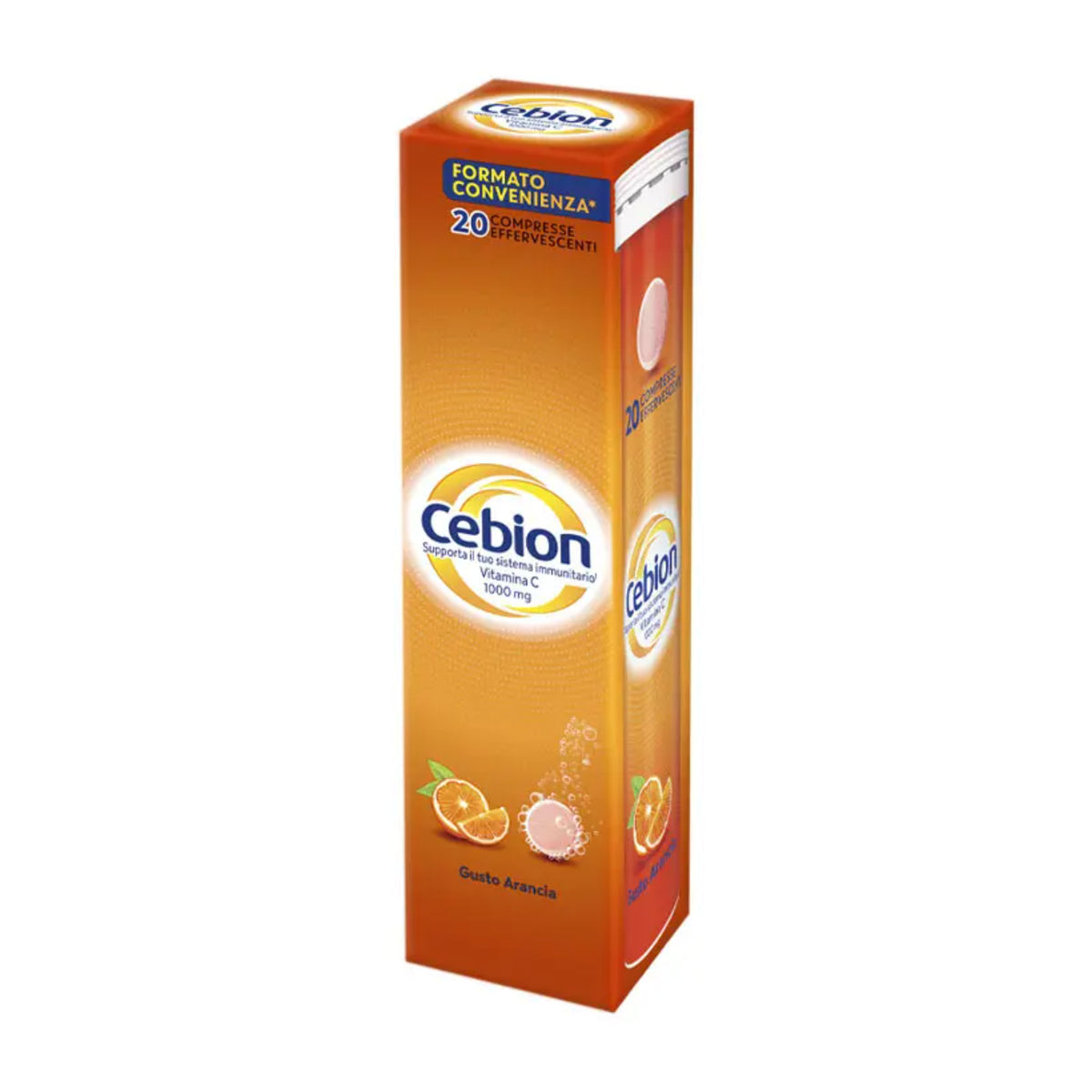 Cebion | Vitamina C Gusto Arancia Formato Convenienza | 20 Compresse Effervescenti  