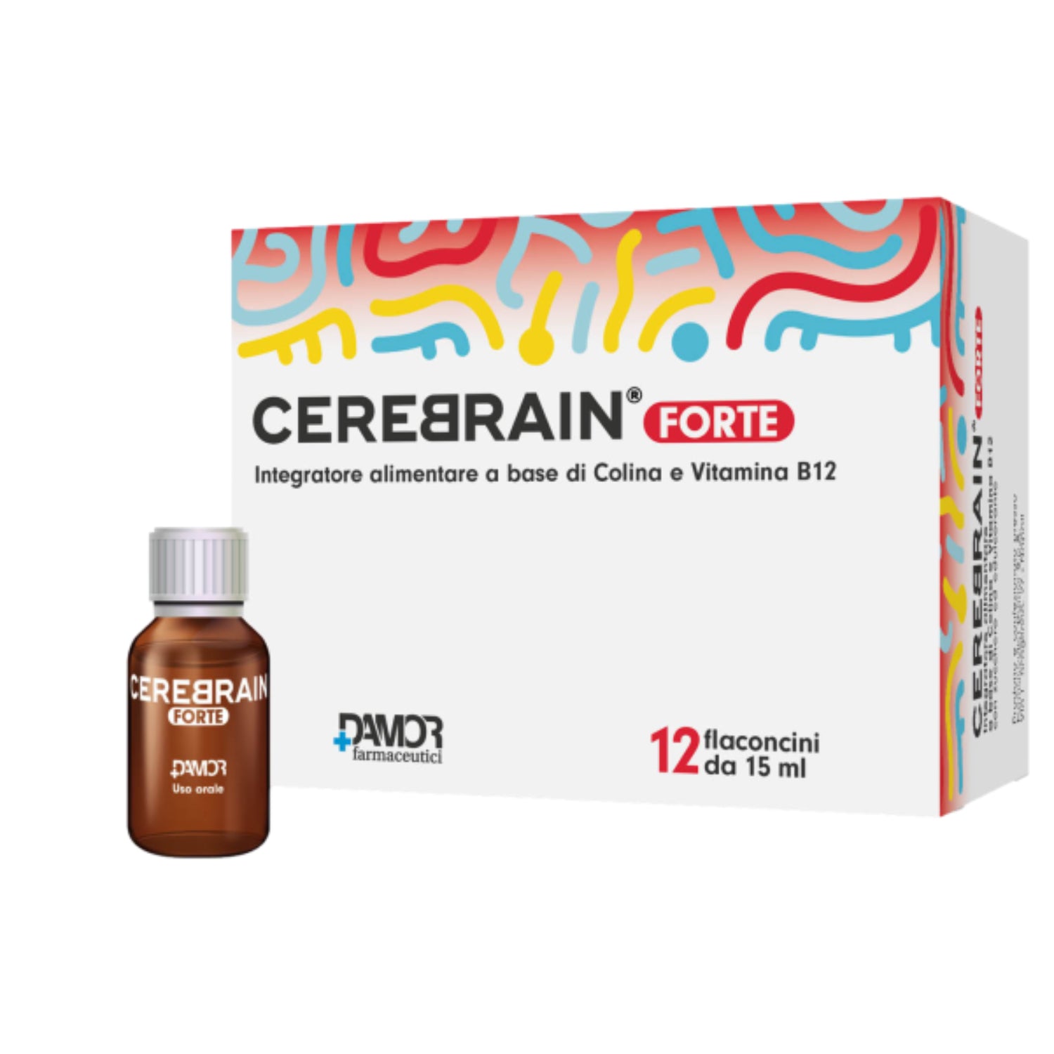 Cerebrain Forte integratore sistema nervoso colina vitamina B12 12 Flaconcini