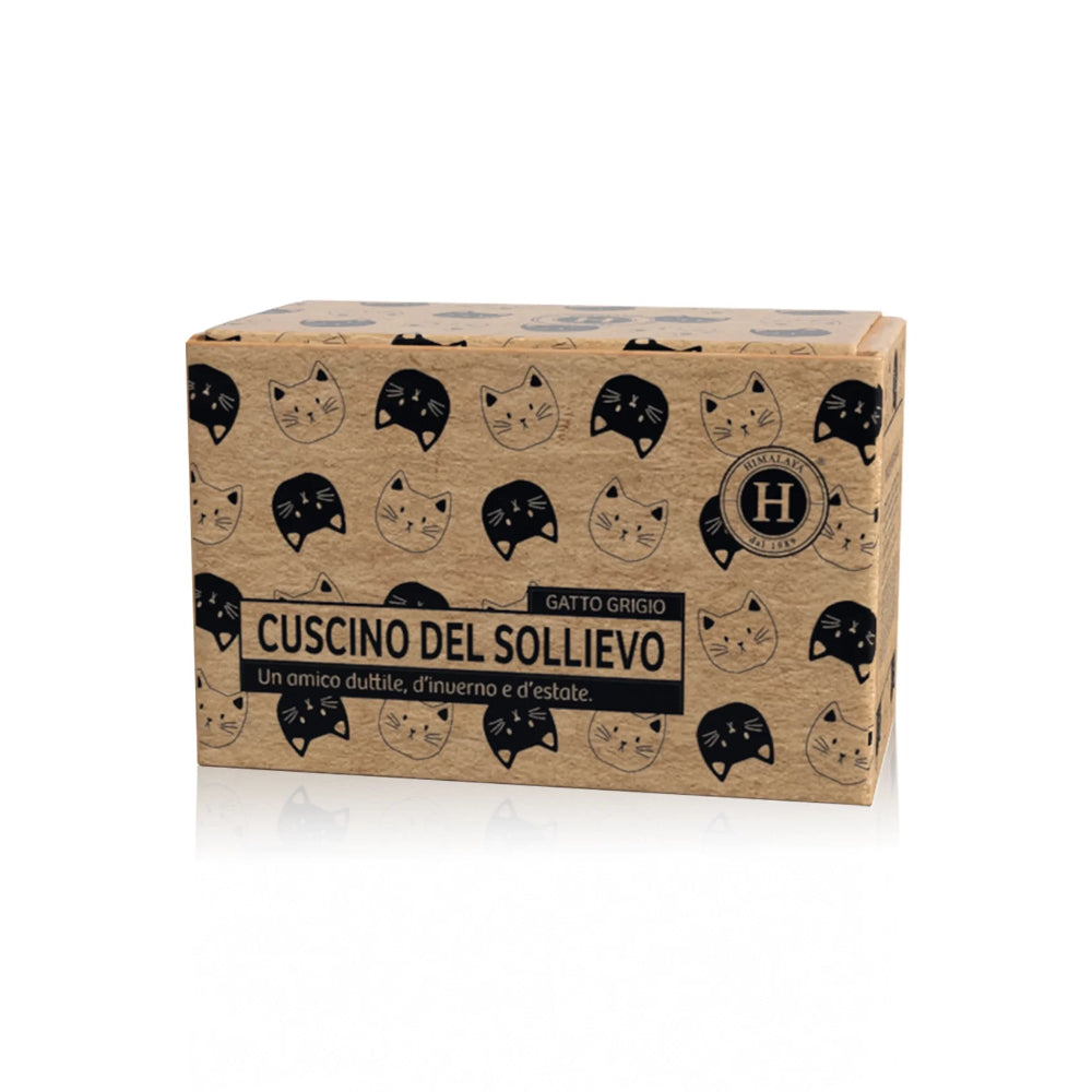 Himalaya Cuscino Termico Gatto Grigio Noccioli Ciliegio | Caldo Freddo Fodera Ricamata | Forma Gatto 2 