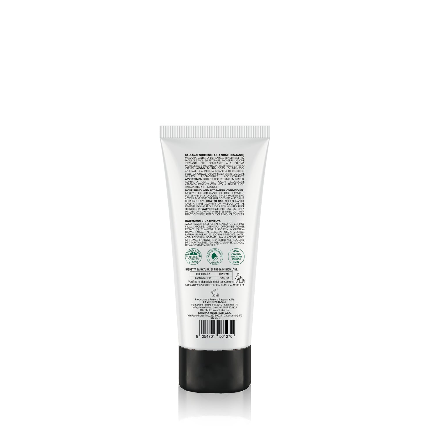 Kalucy Balsamo Nutriente 250 ml retro con modo d’uso e INCI