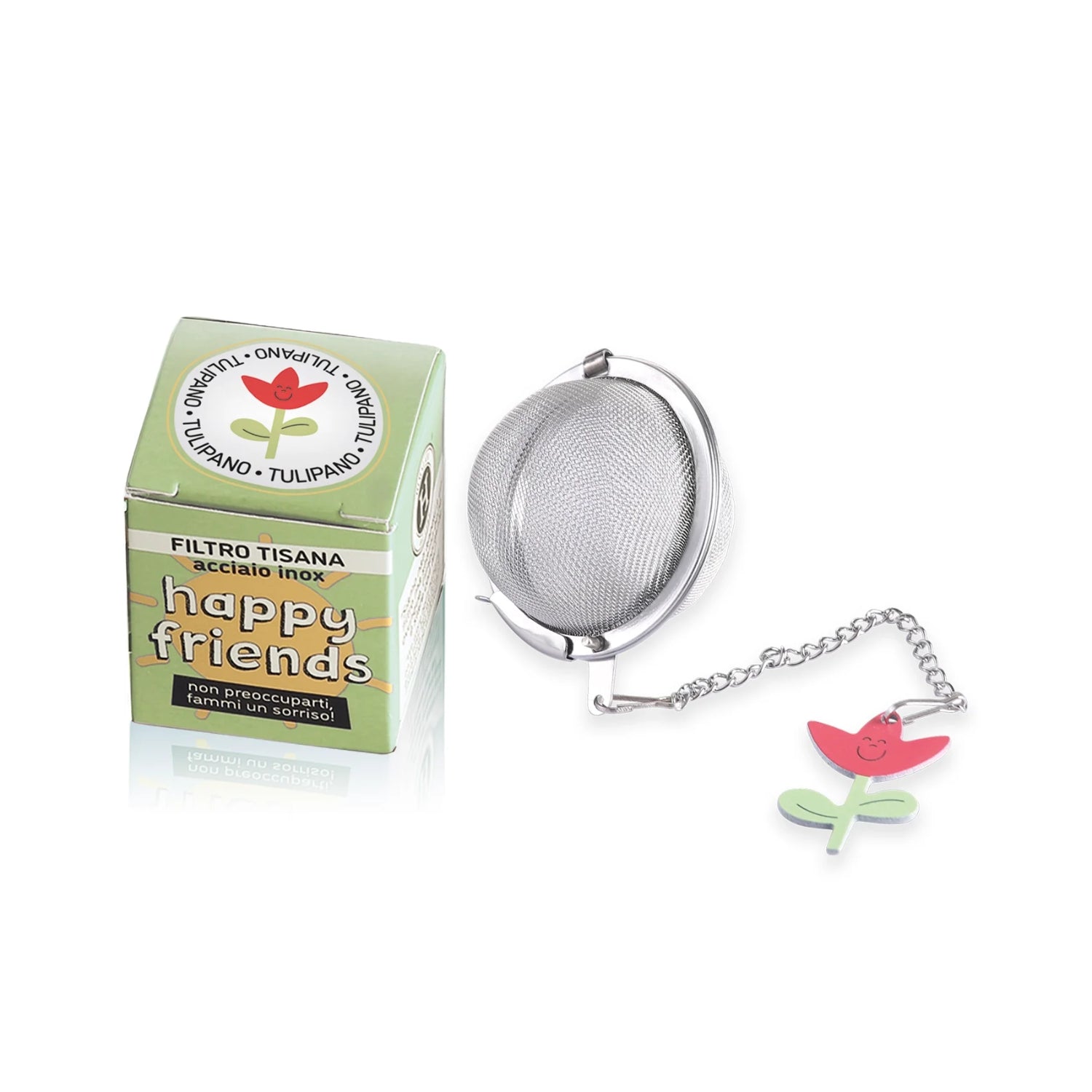 Himalaya Filtro Tisana Happy Friends Tulipano | Infusore Acciaio Inox con Ciondolo Portachiavi
