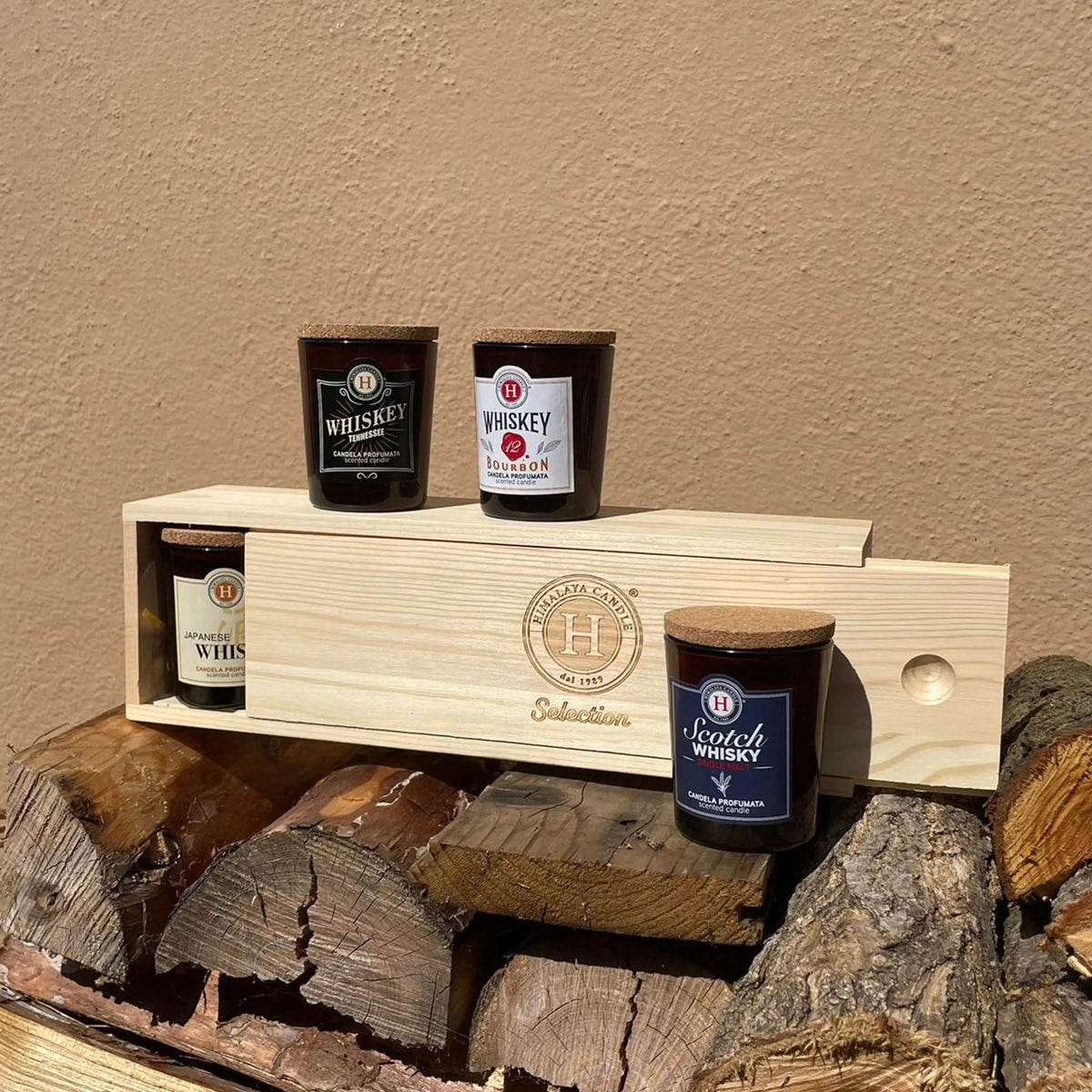 Himalaya Cofanetto 4 Candele Whisky | Cera Soia Naturale Box Legno | 4x75 g 2 