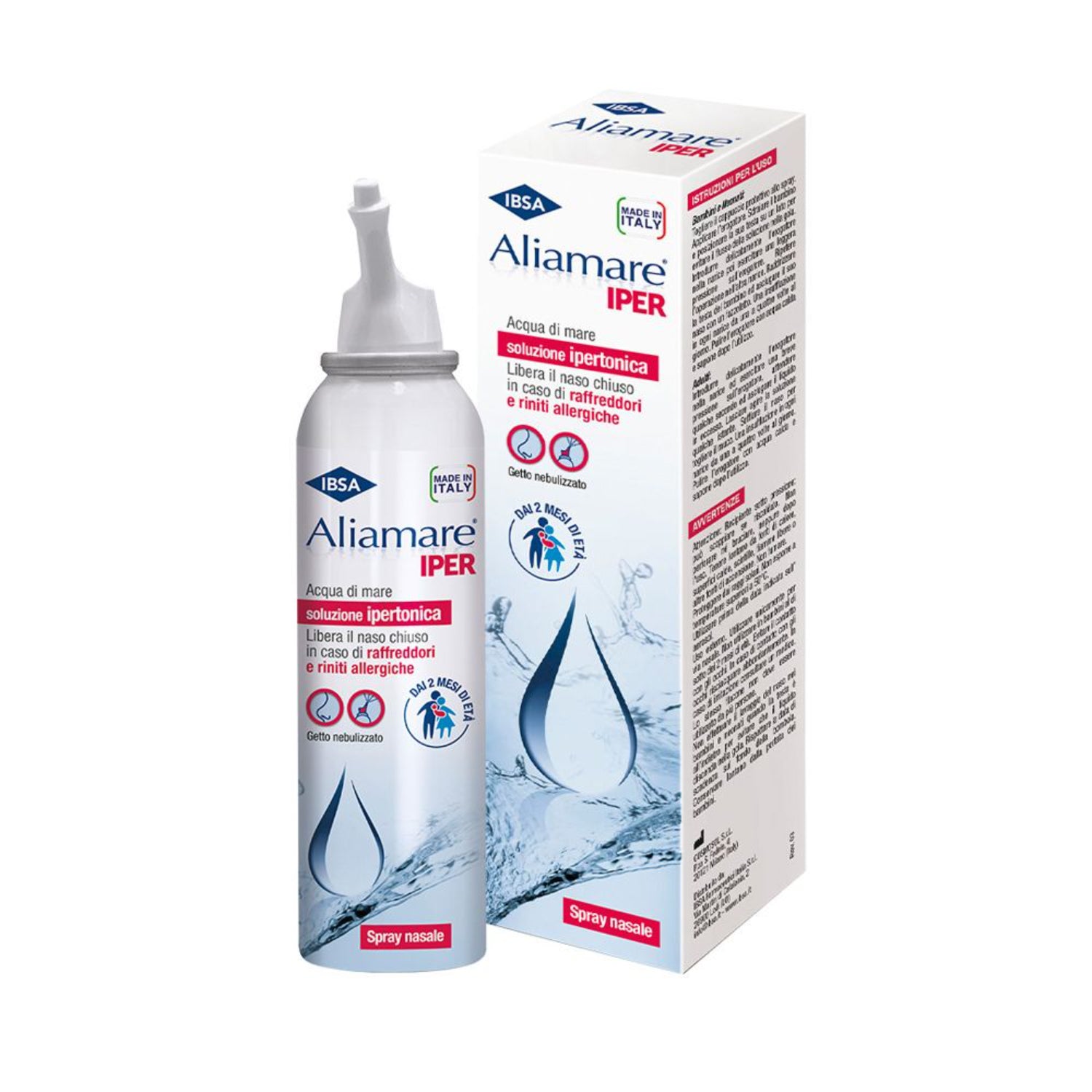 Aliamare Iper | Spray Acqua di Mare Ipertonica e Acido Ialuronico | 125 ml

