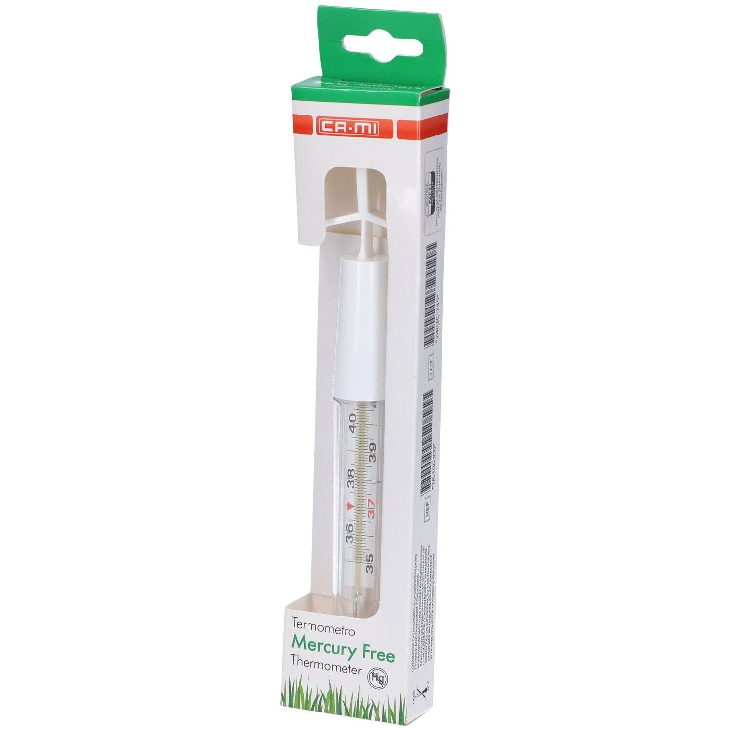 CA-MI | Termometro Clinico Vetro T-Flap Senza Mercurio | 1 Pezzo