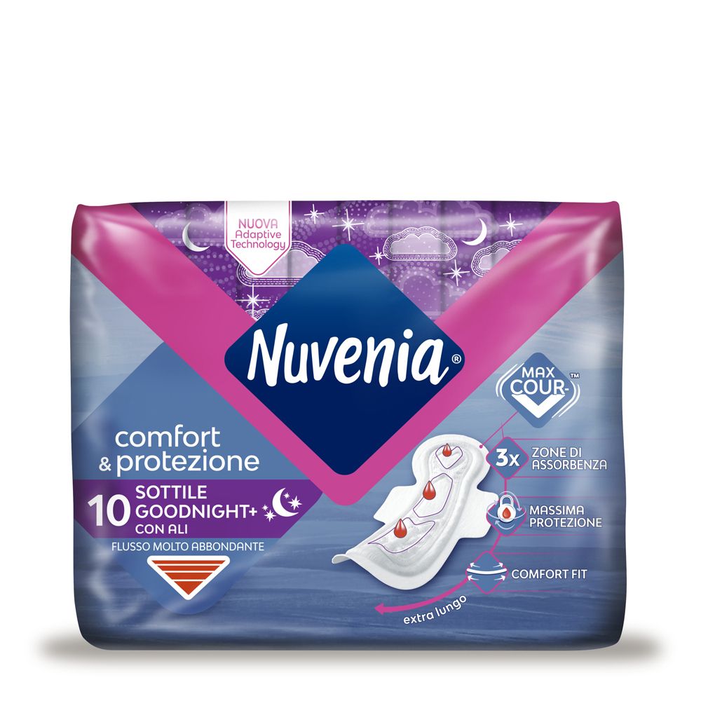 Nuvenia Assorbenti Notte Sottile Con Ali Flusso Molto Abbondante 10 Pezzi